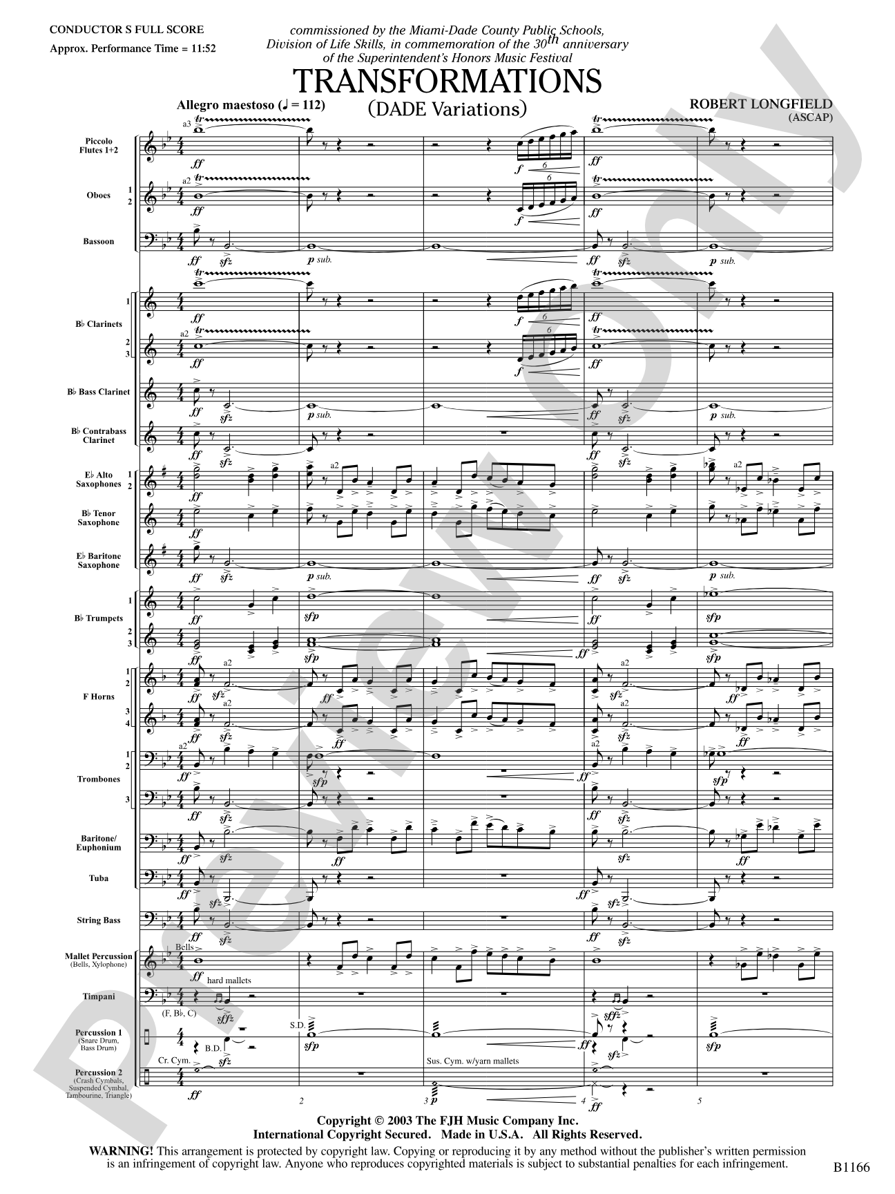 Transformations (DADE Variations): Concert Band Conductor Score & Parts