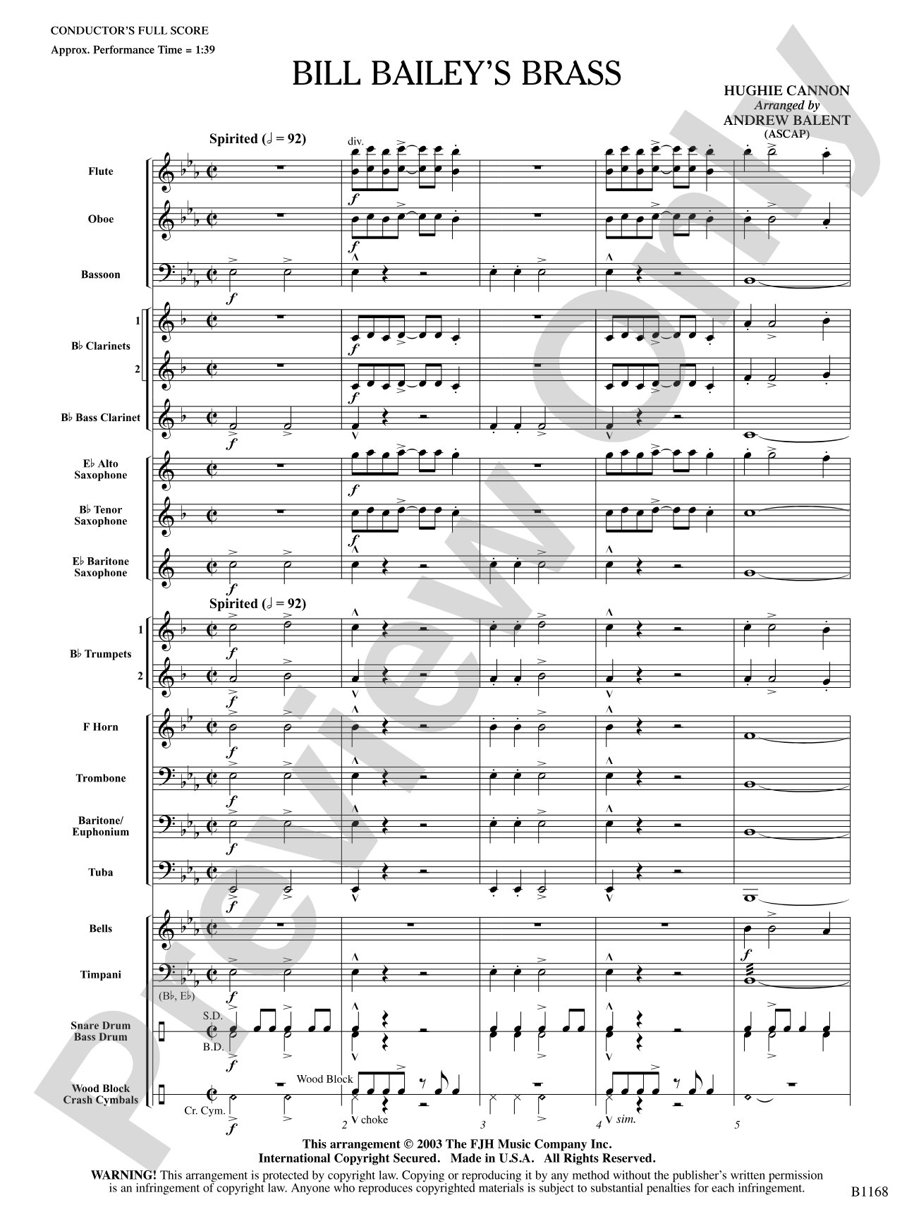 Bill Bailey's Brass: Concert Band Conductor Score & Parts