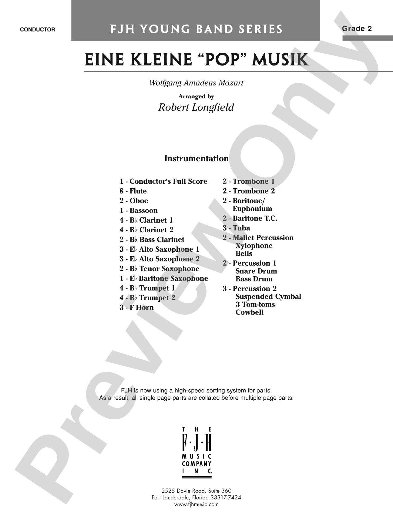 Eine Kleine "Pop" Musik: Concert Band Conductor Score & Parts
