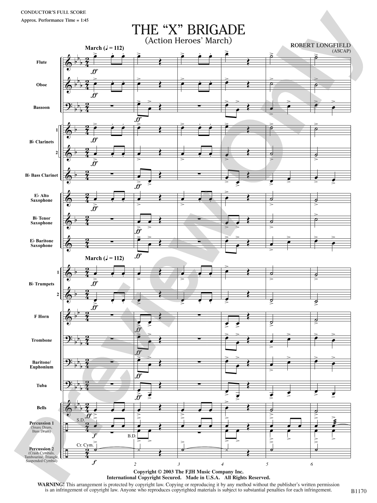 The X Brigade (Action Heroes' March): Concert Band Conductor Score & Parts