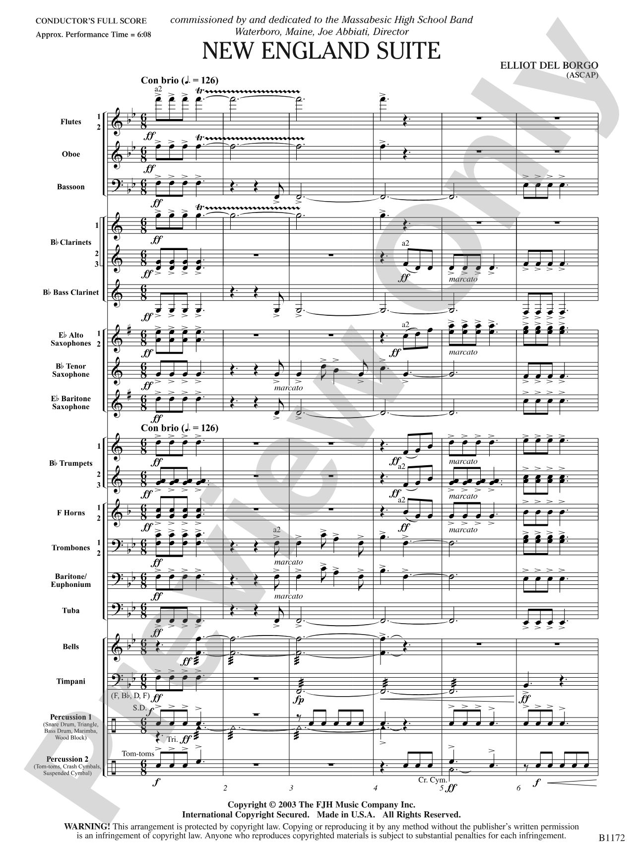 New England Suite: Concert Band Conductor Score & Parts