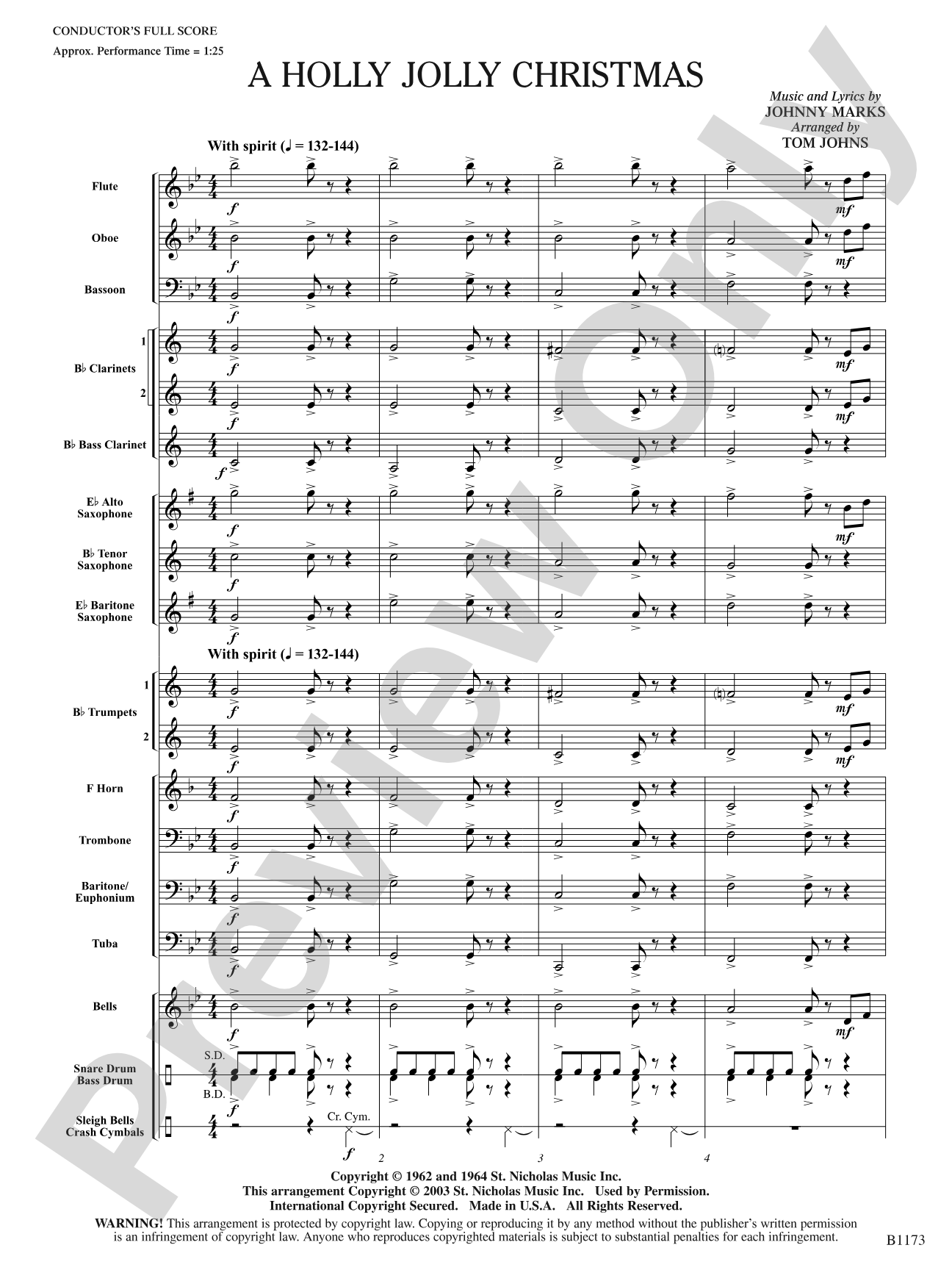 A Holly Jolly Christmas: Score: Concert Band