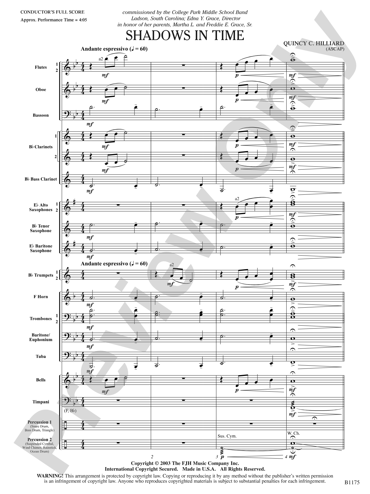 Shadows in Time: Concert Band Conductor Score & Parts