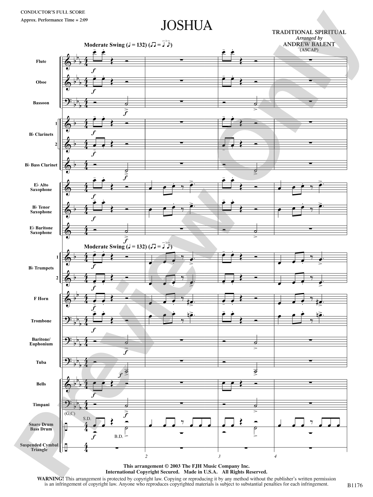 Joshua: Concert Band Conductor Score & Parts