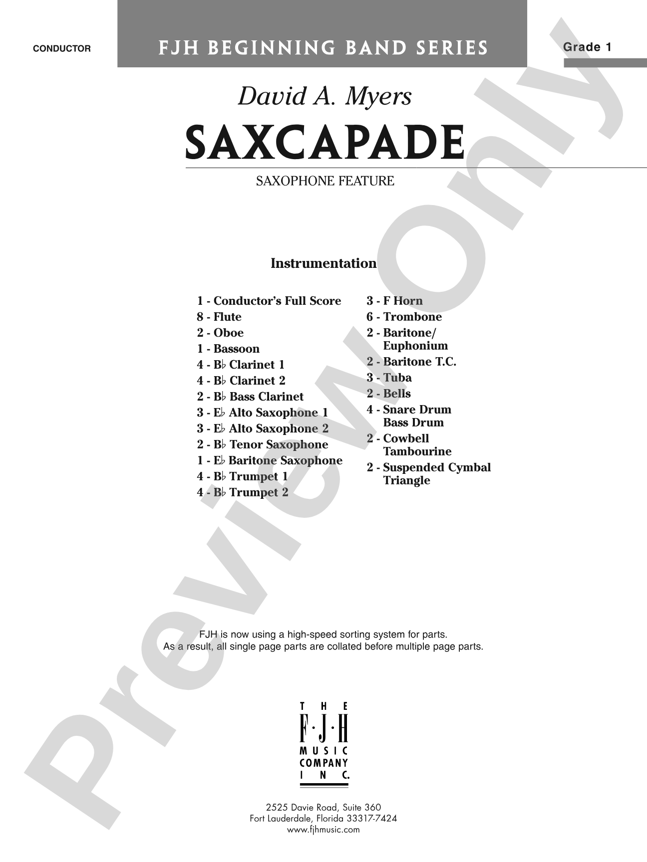 Saxcapade: Concert Band Conductor Score & Parts