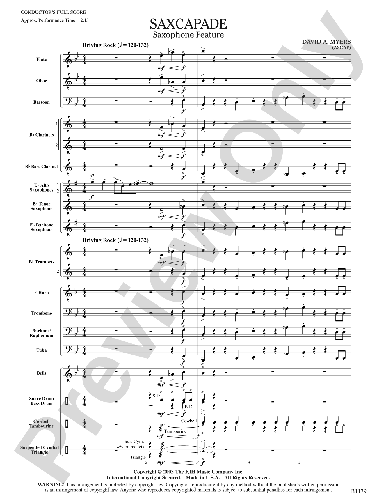 Saxcapade: Concert Band Conductor Score & Parts