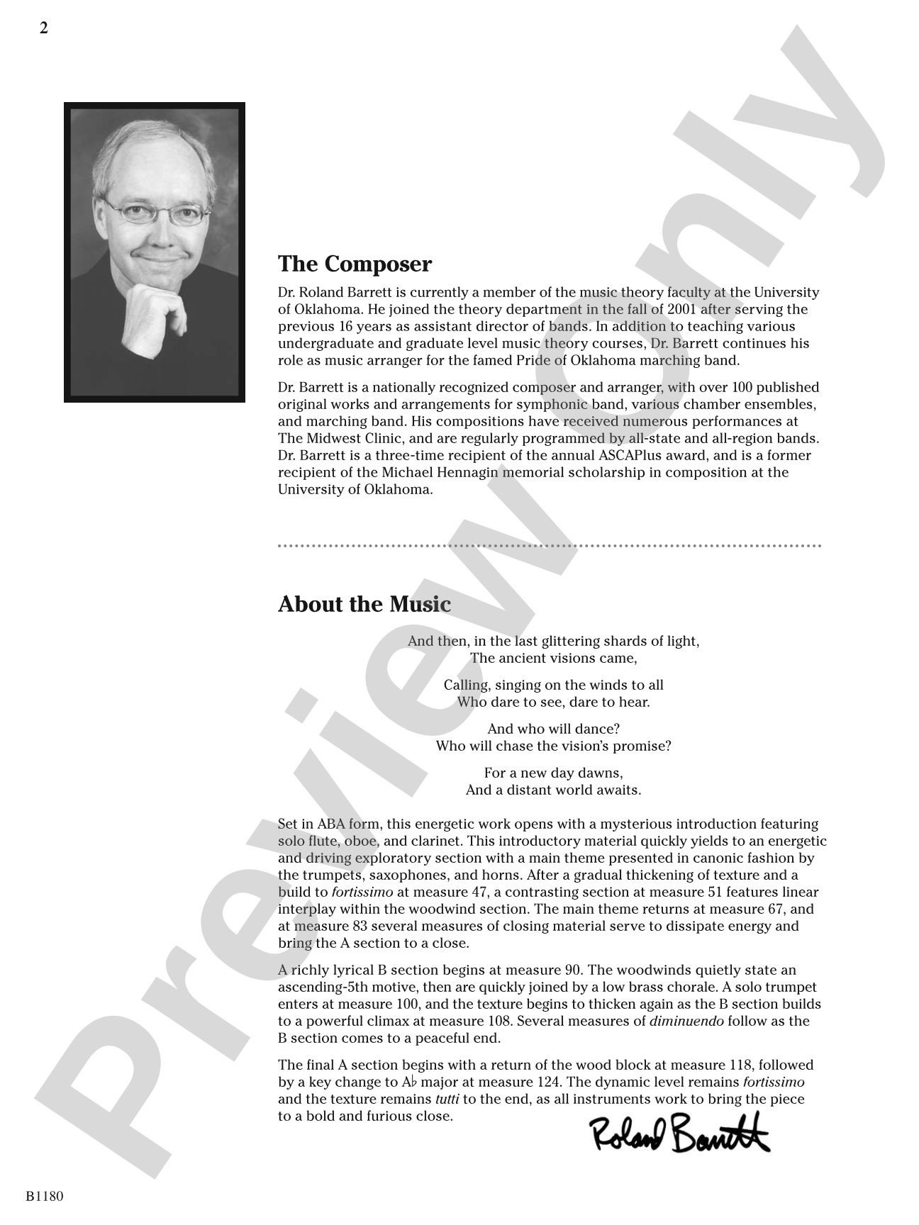 Ancient Visions: Concert Band Conductor Score & Parts