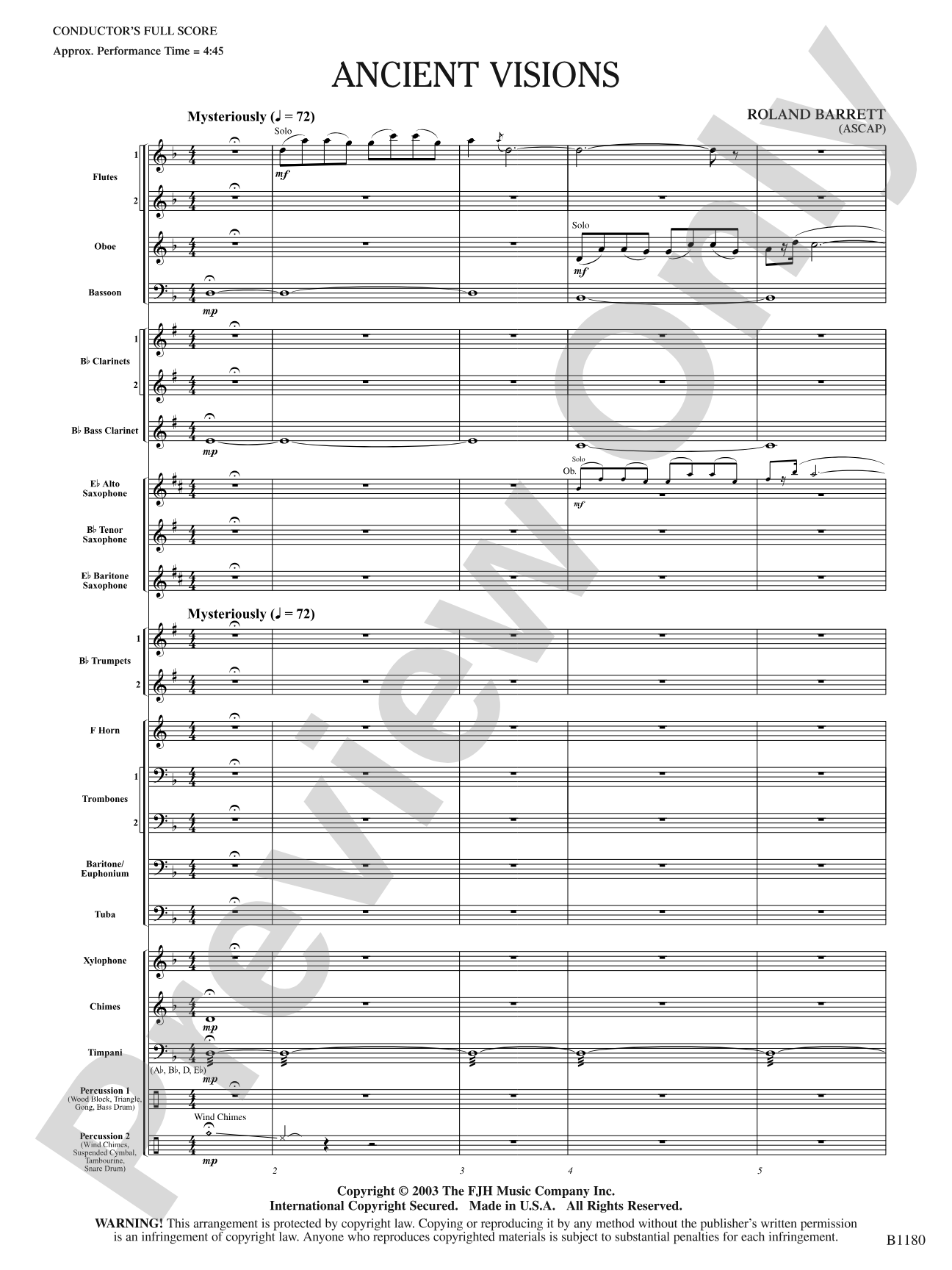 Ancient Visions: Concert Band Conductor Score & Parts