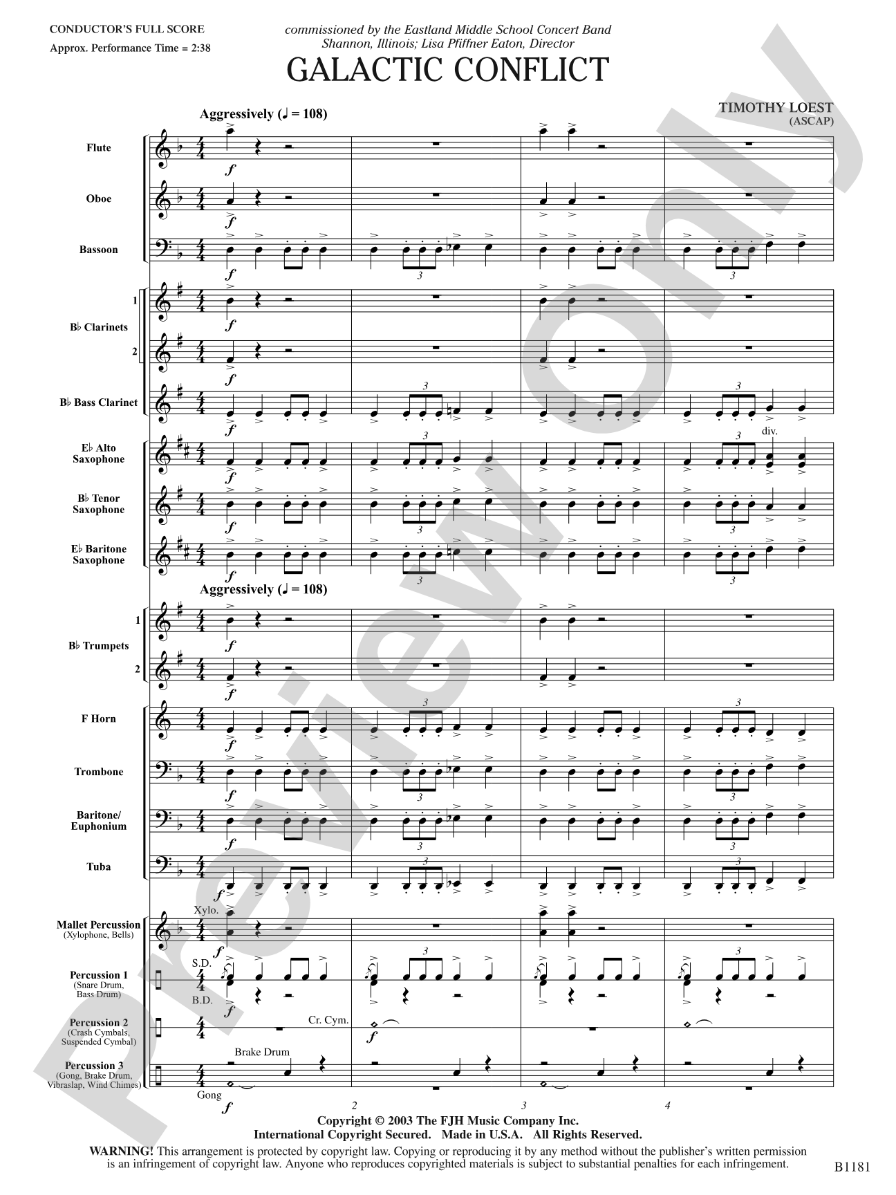 Galactic Conflict: Concert Band Conductor Score & Parts