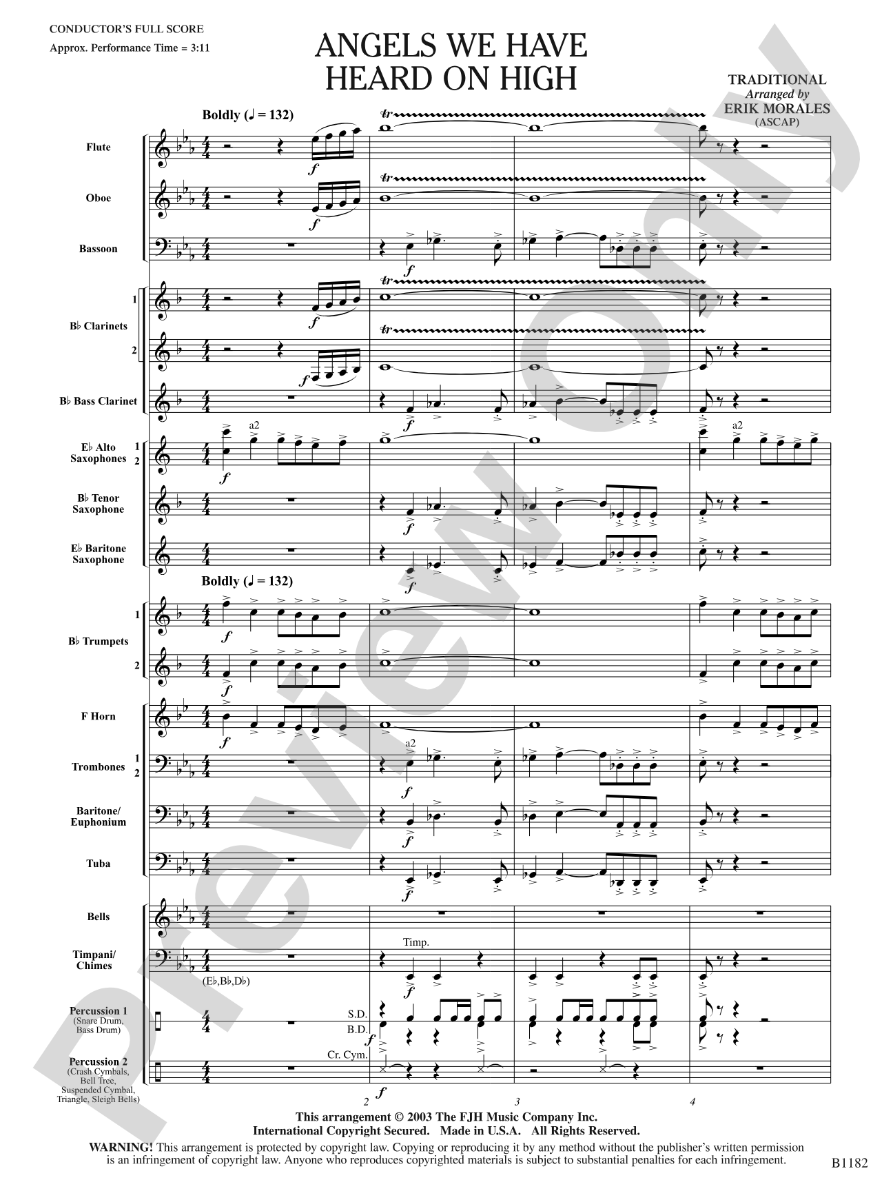 Angels We Have Heard on High: Concert Band Conductor Score & Parts