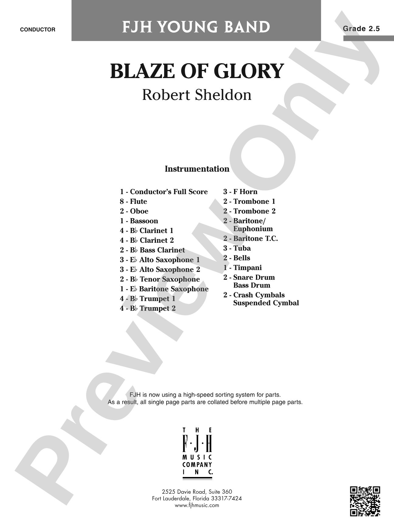 Blaze of Glory: Concert Band Conductor Score & Parts