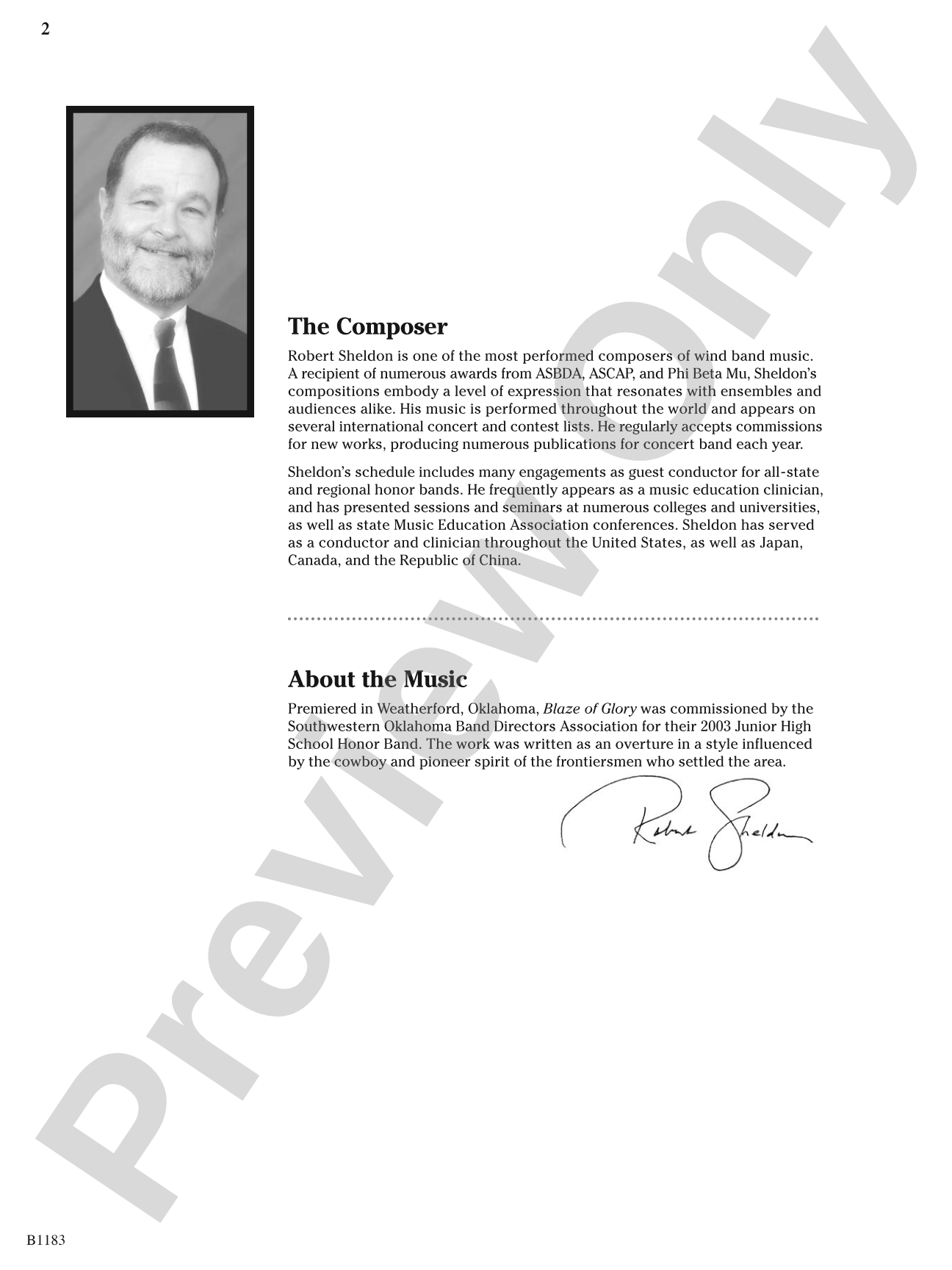 Blaze of Glory: Concert Band Conductor Score & Parts