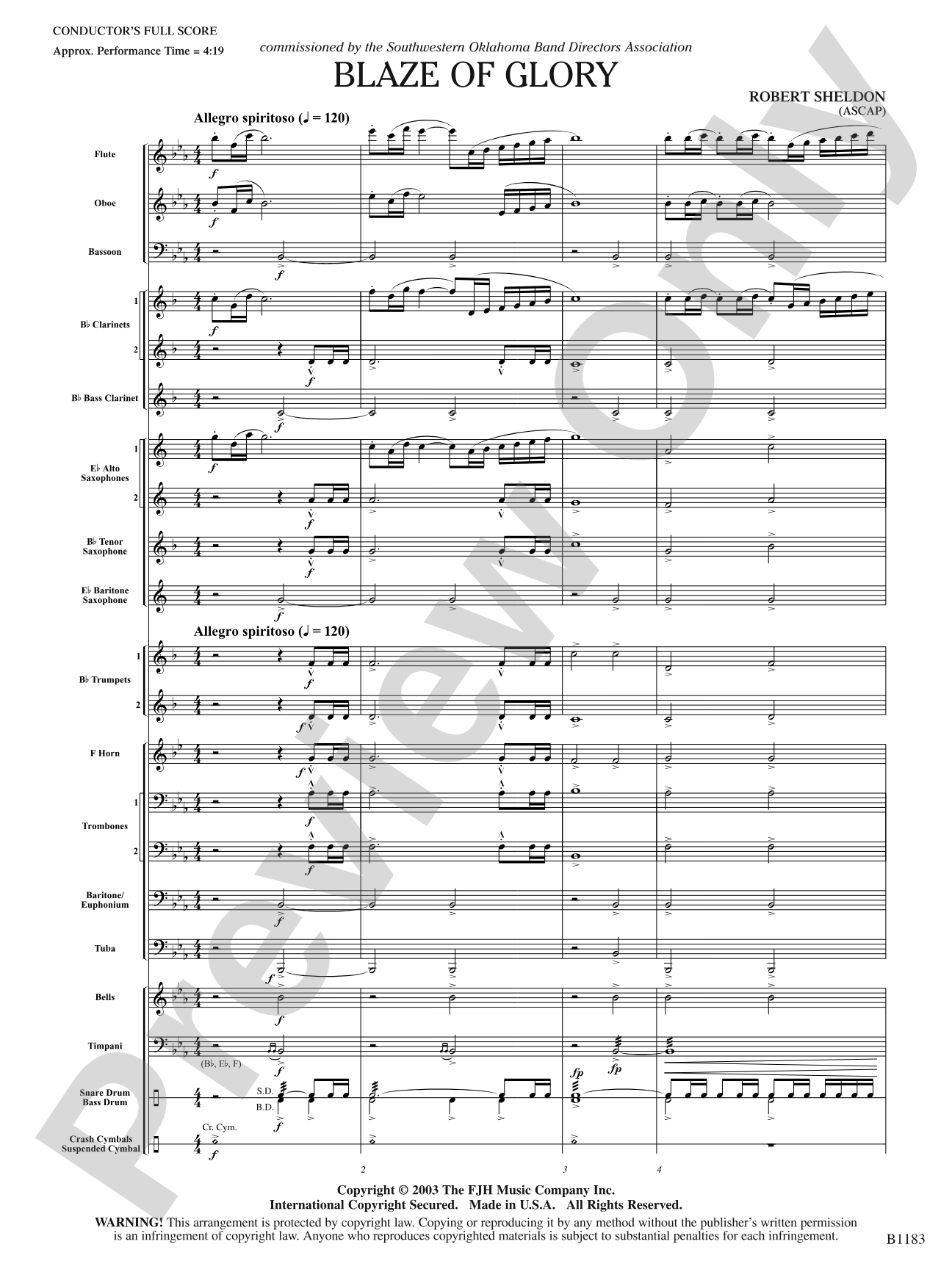Blaze of Glory: Concert Band Conductor Score & Parts
