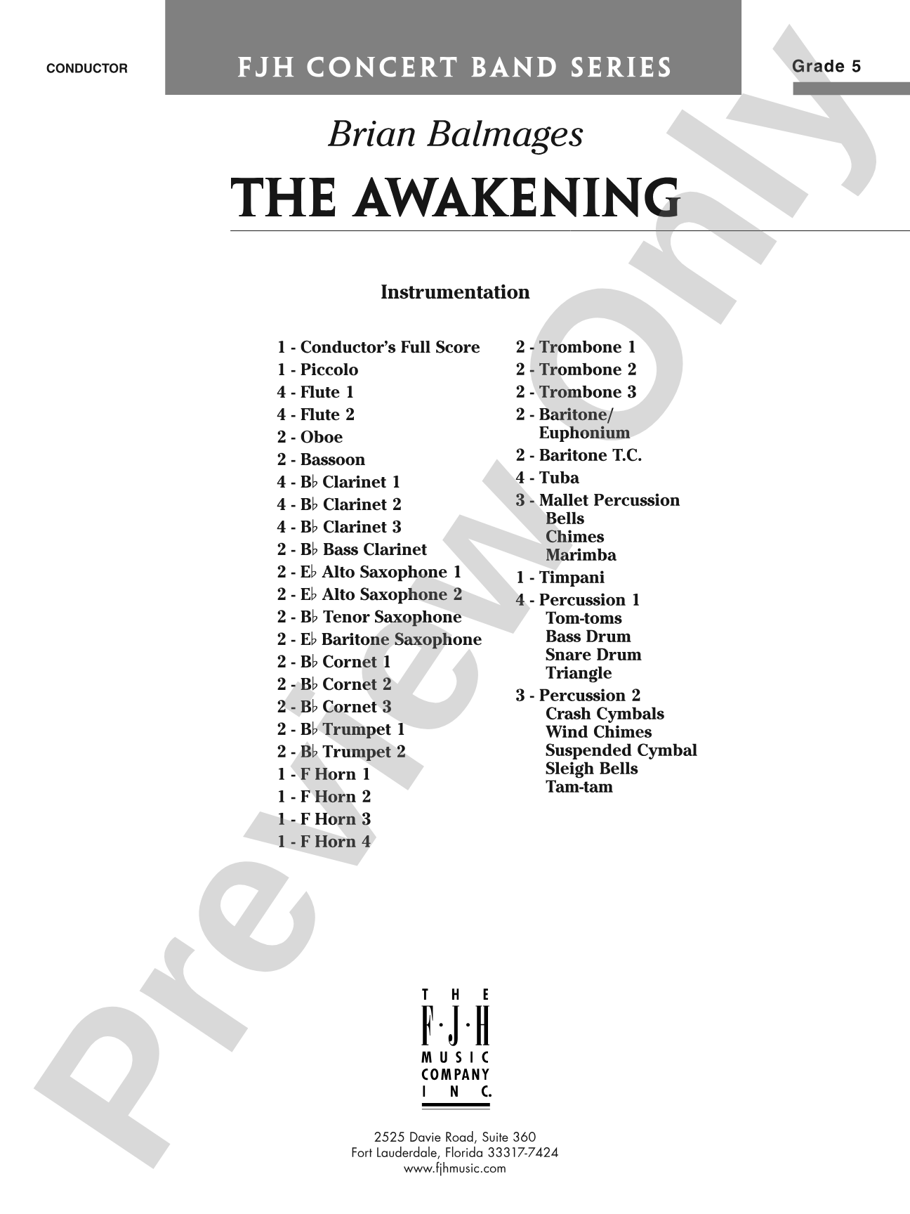 The Awakening: Concert Band Conductor Score & Parts