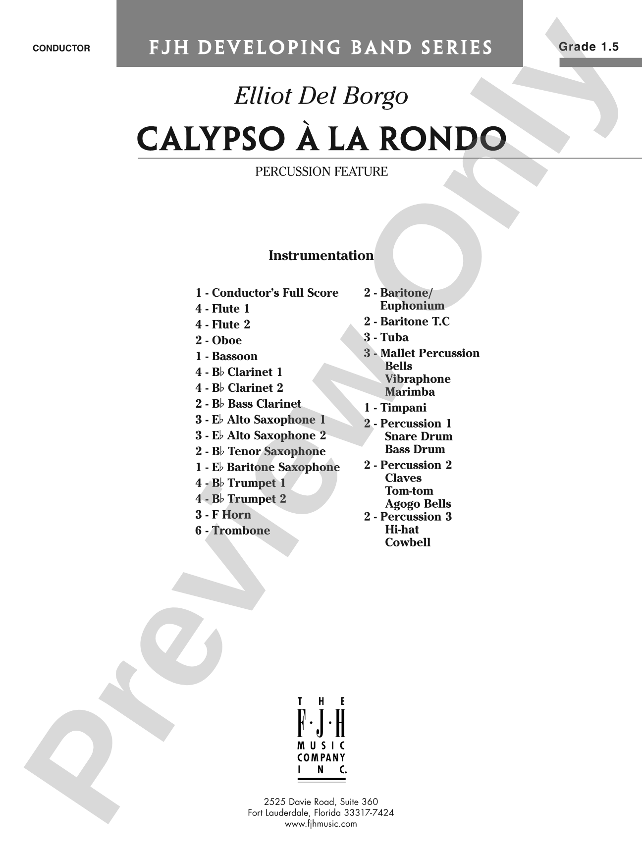Calypso à la Rondo: Concert Band Conductor Score & Parts