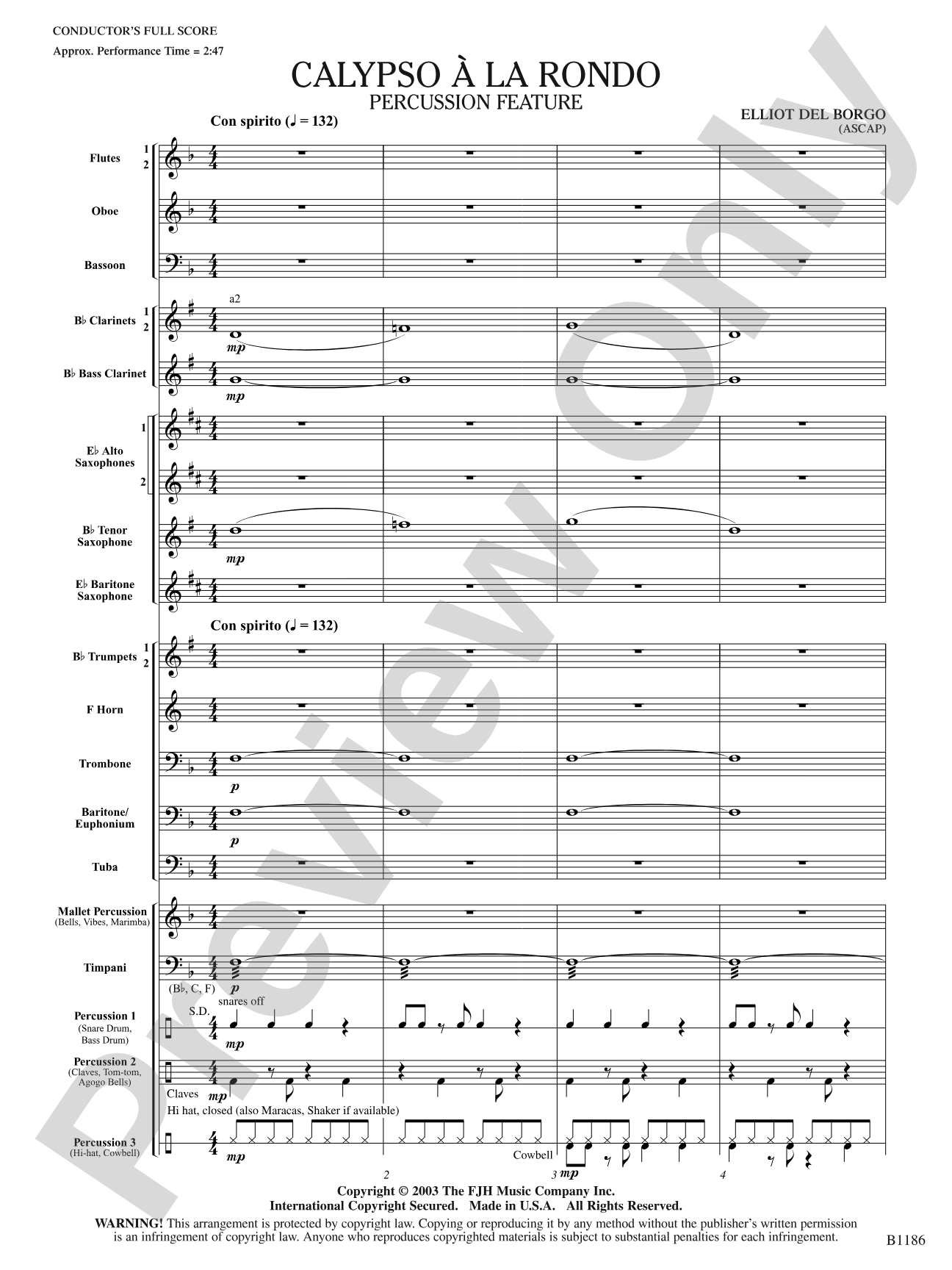 Calypso à la Rondo: Concert Band Conductor Score & Parts
