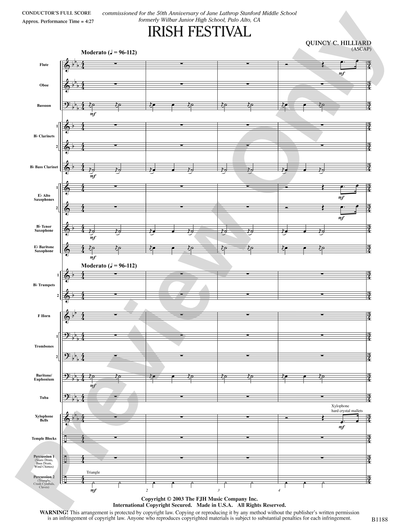 Irish Festival: Concert Band Conductor Score & Parts