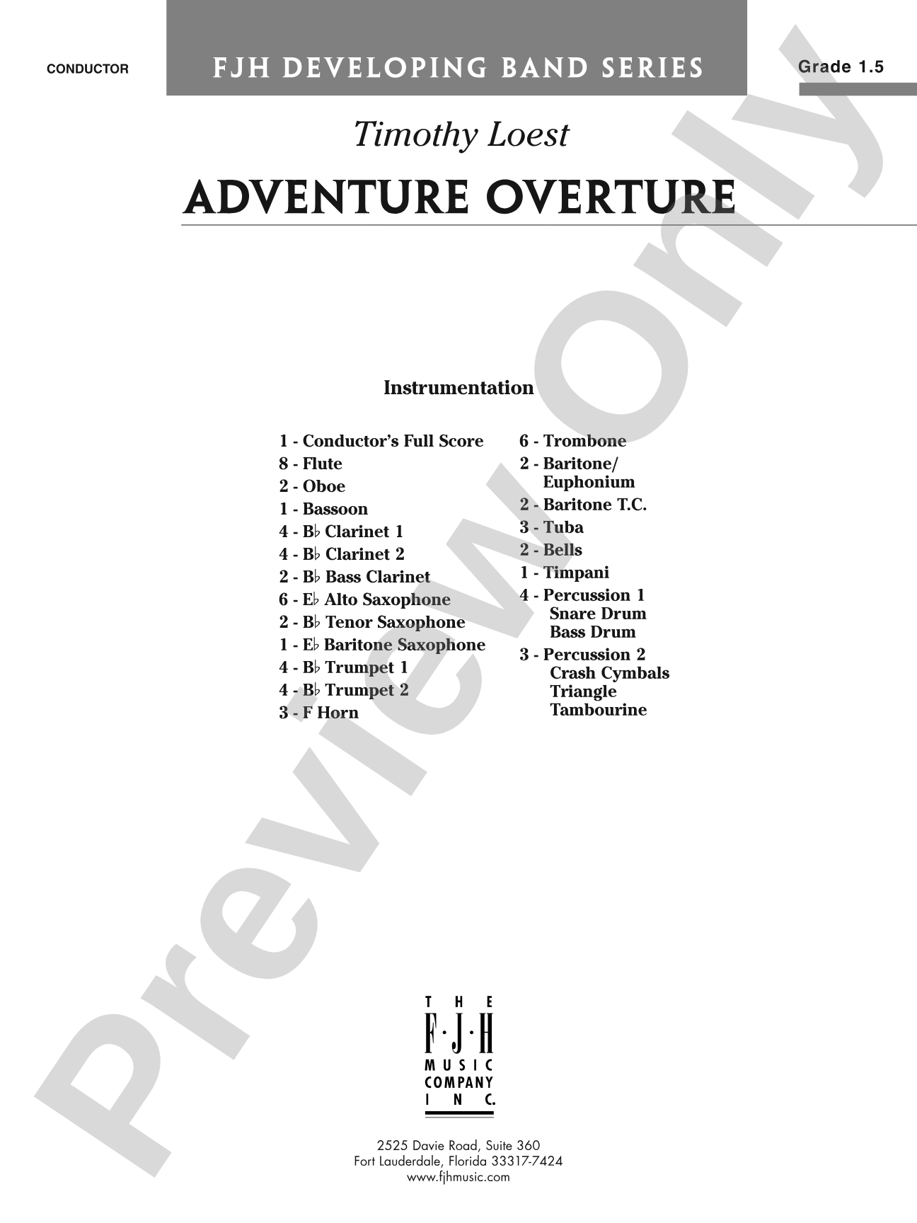 Adventure Overture: Concert Band Conductor Score & Parts