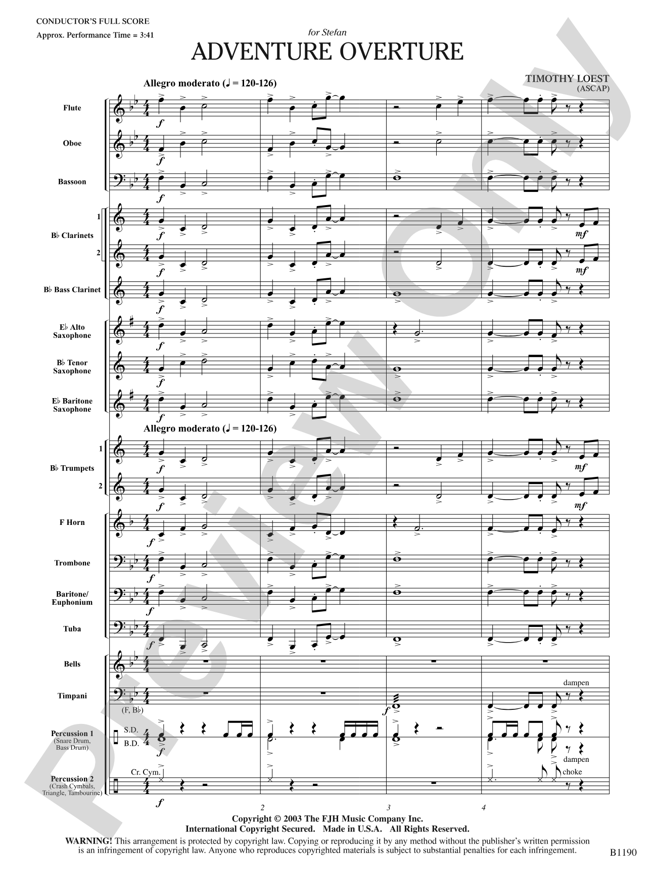 Adventure Overture: Concert Band Conductor Score & Parts