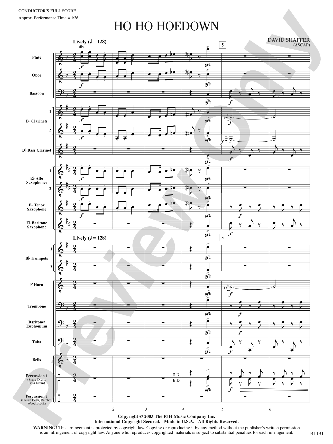 Ho Ho Hoedown: Concert Band Conductor Score & Parts