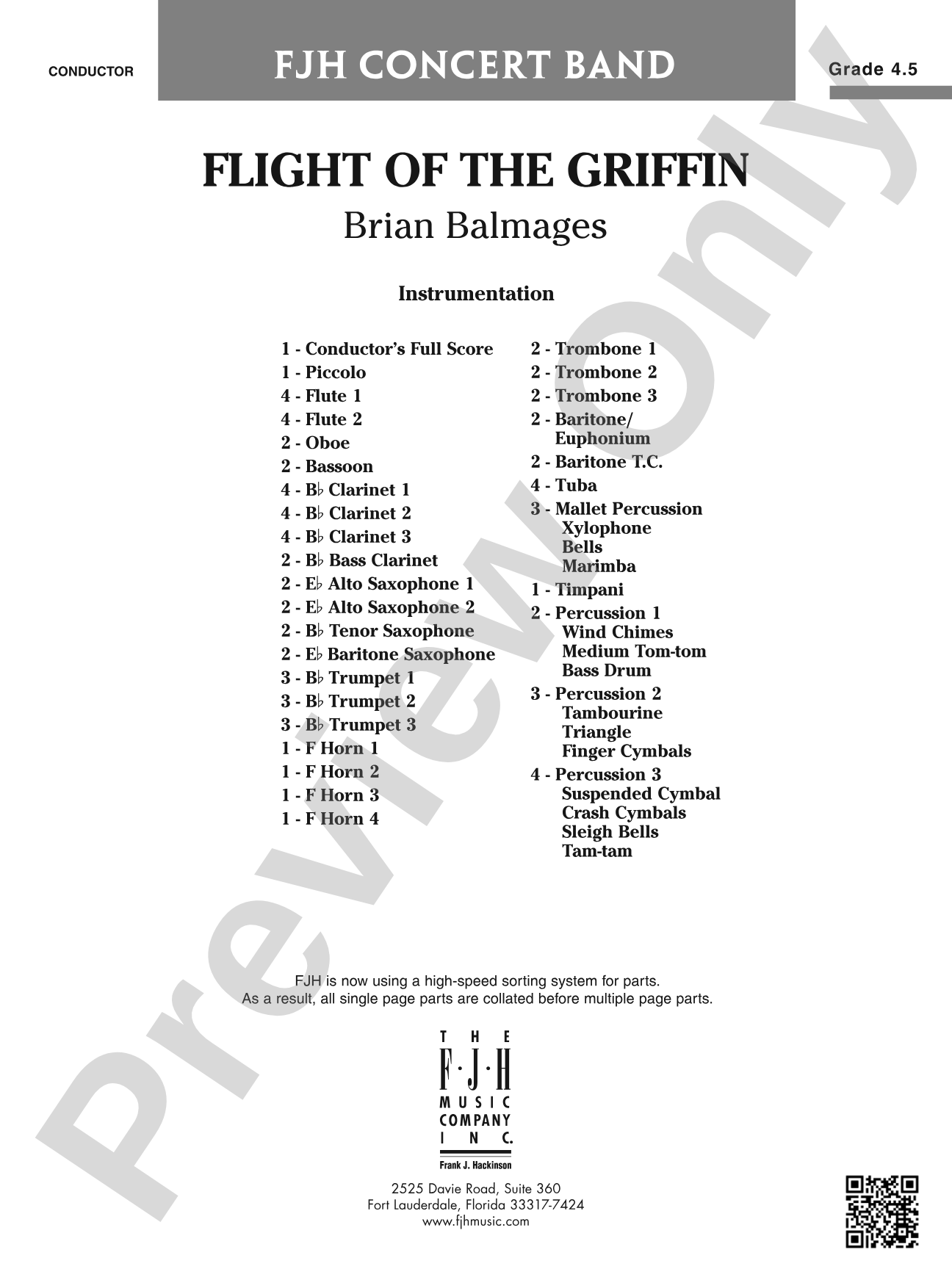 Flight of the Griffin: Concert Band Conductor Score & Parts