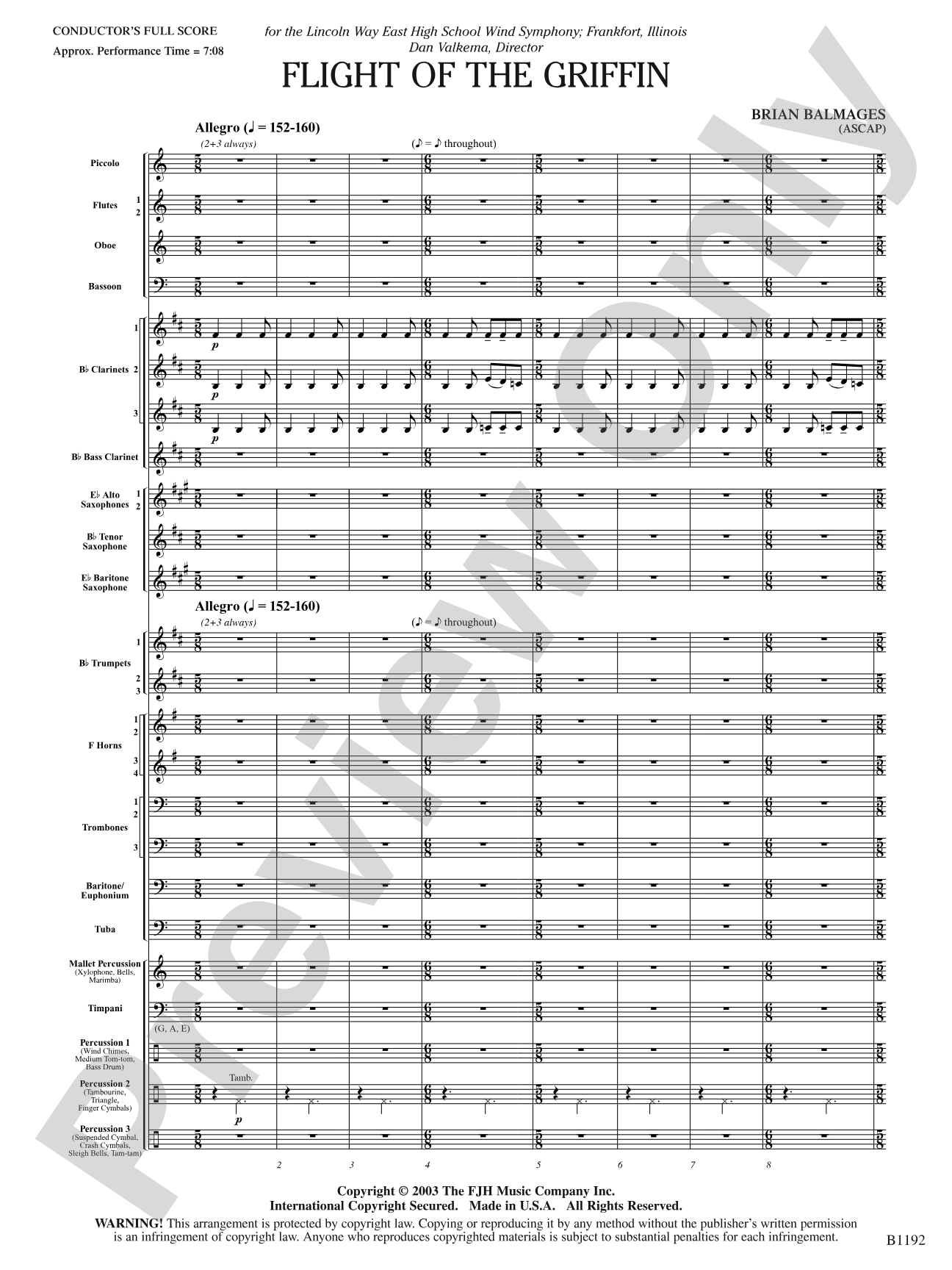 Flight of the Griffin: Concert Band Conductor Score & Parts