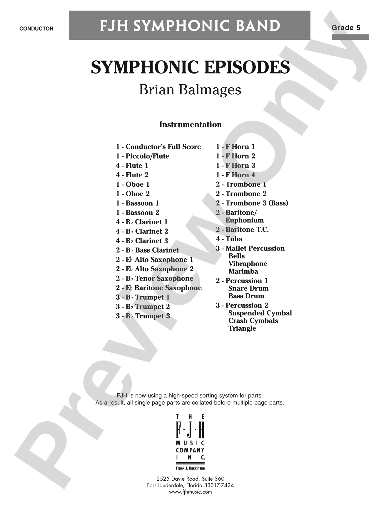 Symphonic Episodes: Concert Band Conductor Score & Parts