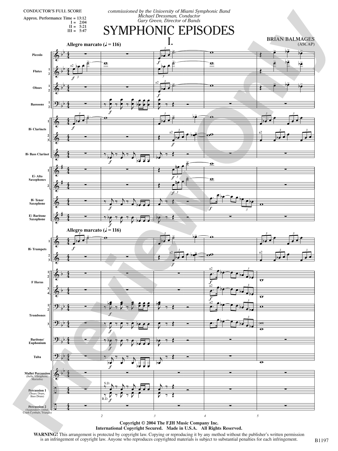Symphonic Episodes: Concert Band Conductor Score & Parts