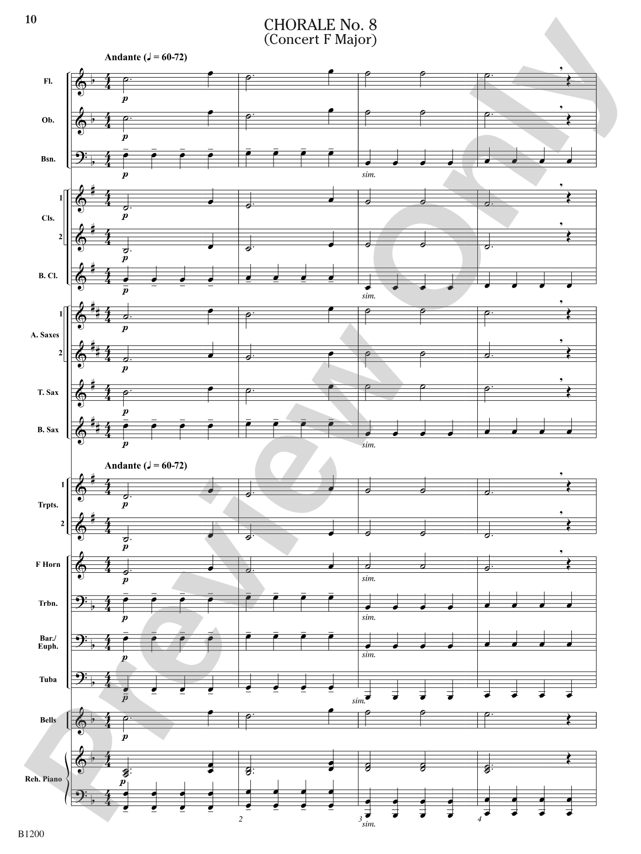 Eight Chorales for Elementary Band: Concert Band Conductor Score & Parts