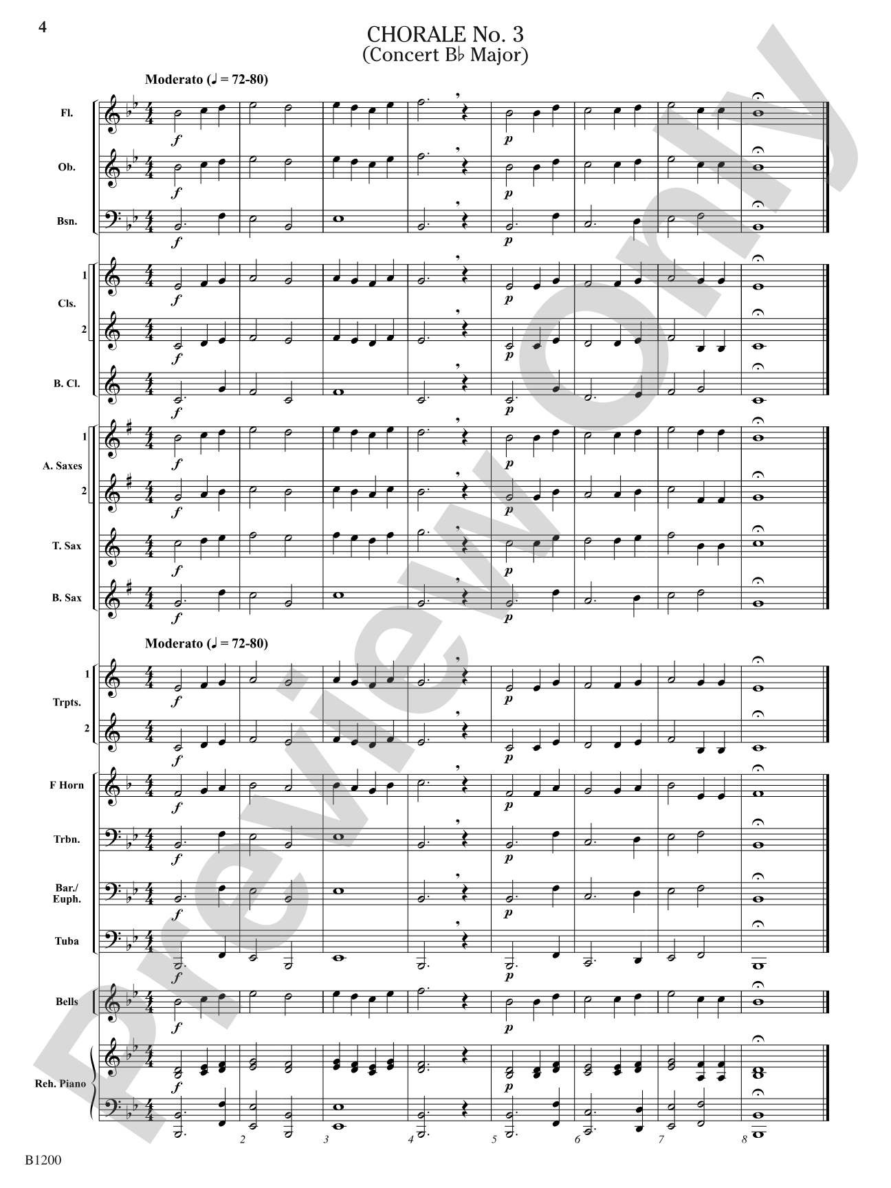 Eight Chorales for Elementary Band: Concert Band Conductor Score & Parts