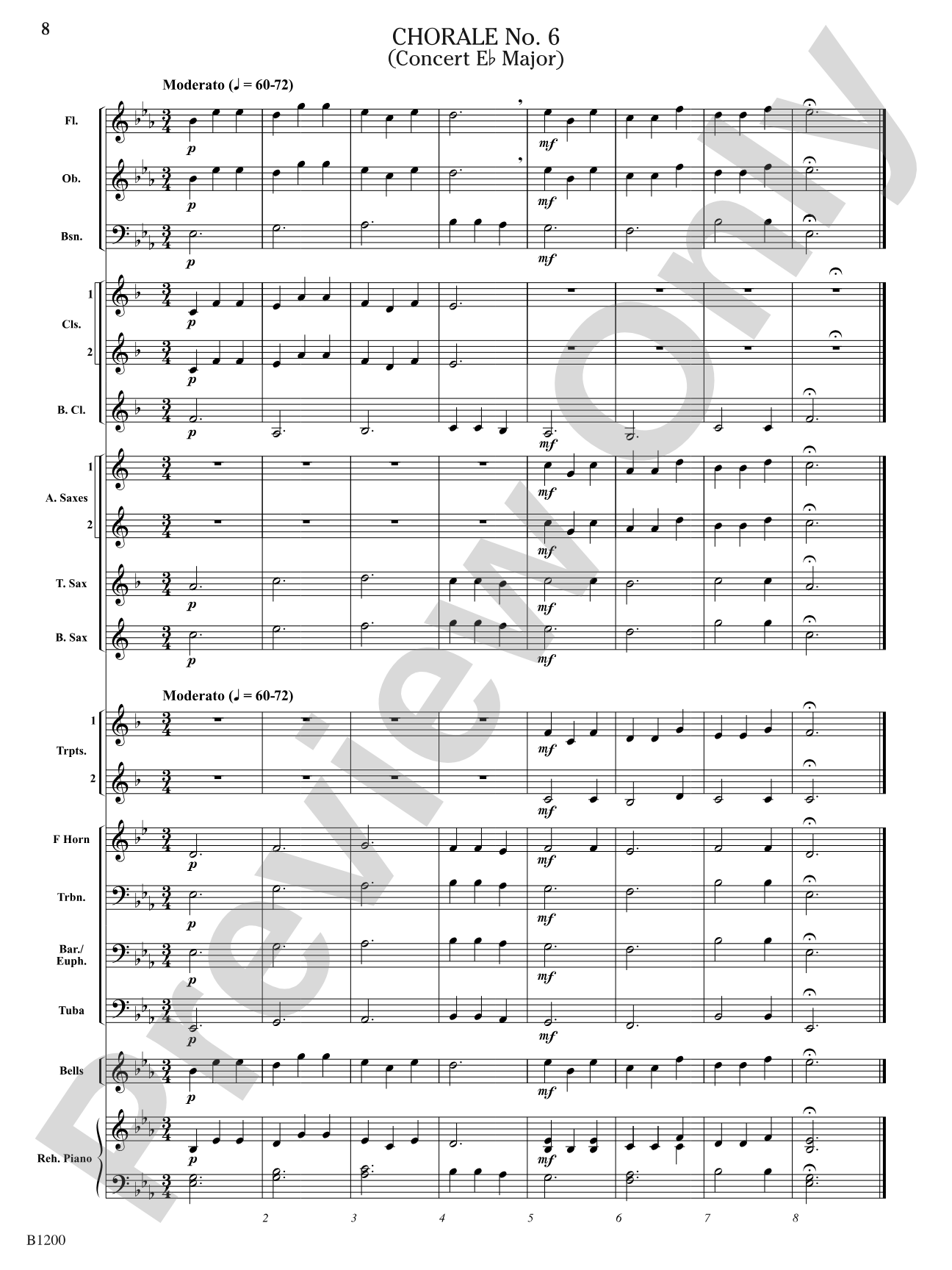Eight Chorales for Elementary Band: Concert Band Conductor Score & Parts