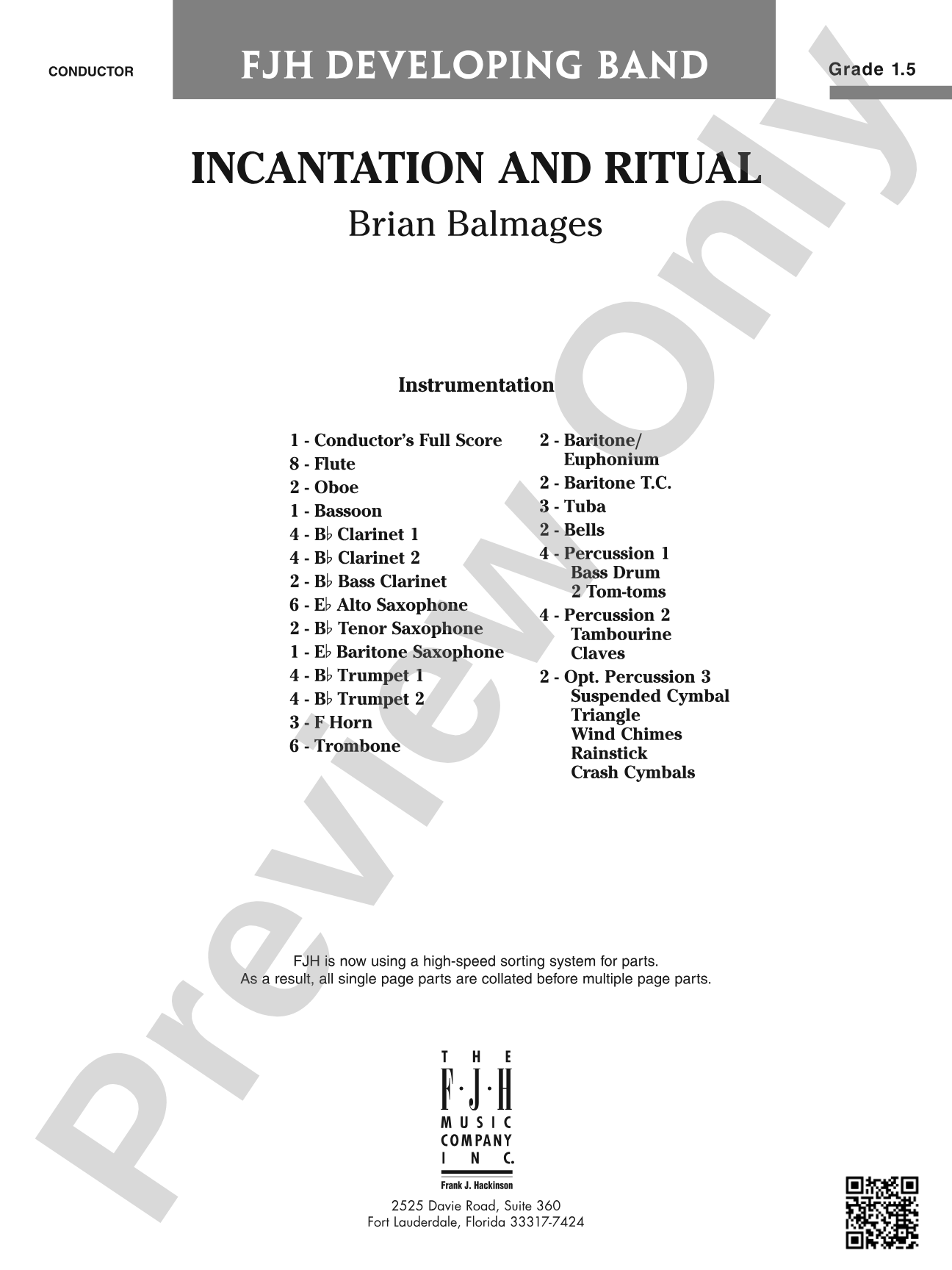 Incantation and Ritual: Concert Band Conductor Score & Parts