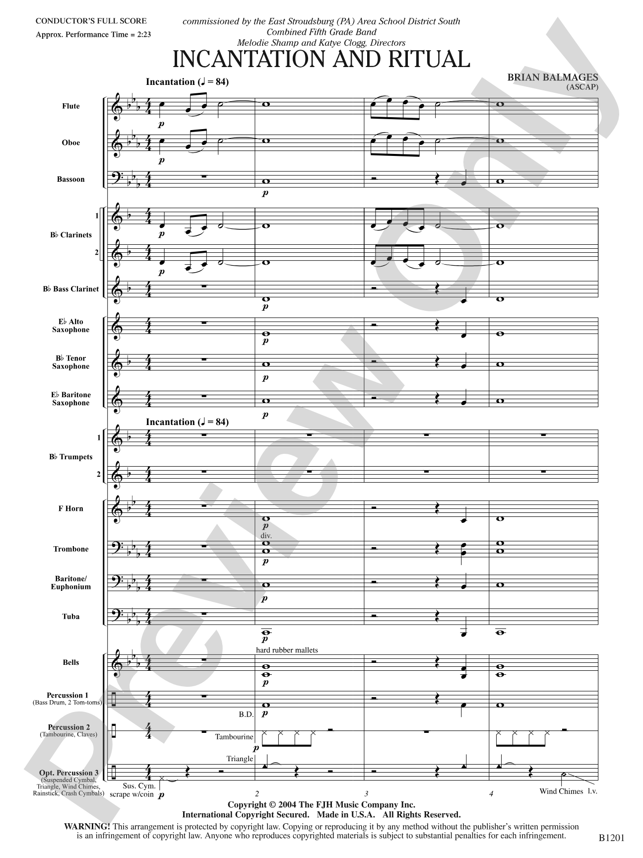 Incantation and Ritual: Concert Band Conductor Score & Parts