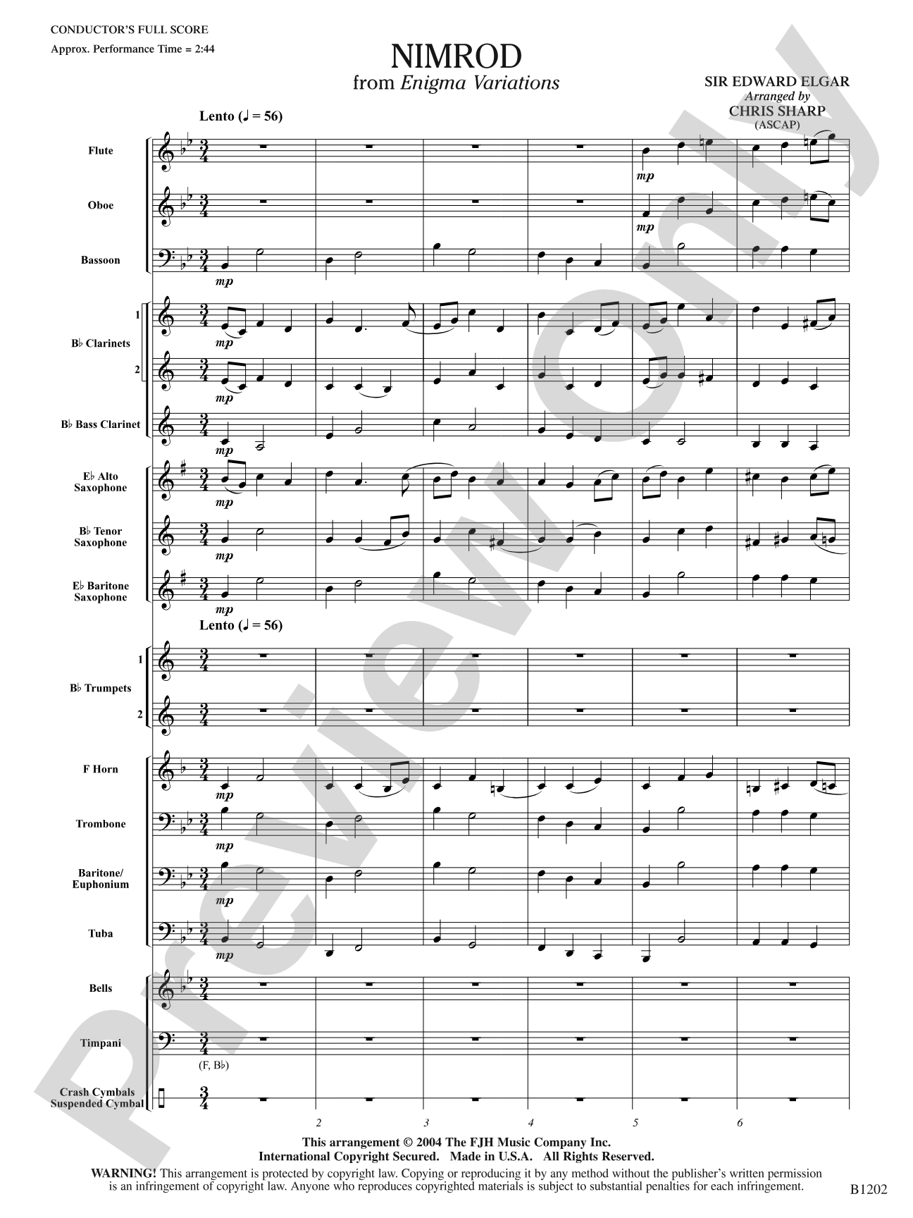 Nimrod: Concert Band Conductor Score & Parts