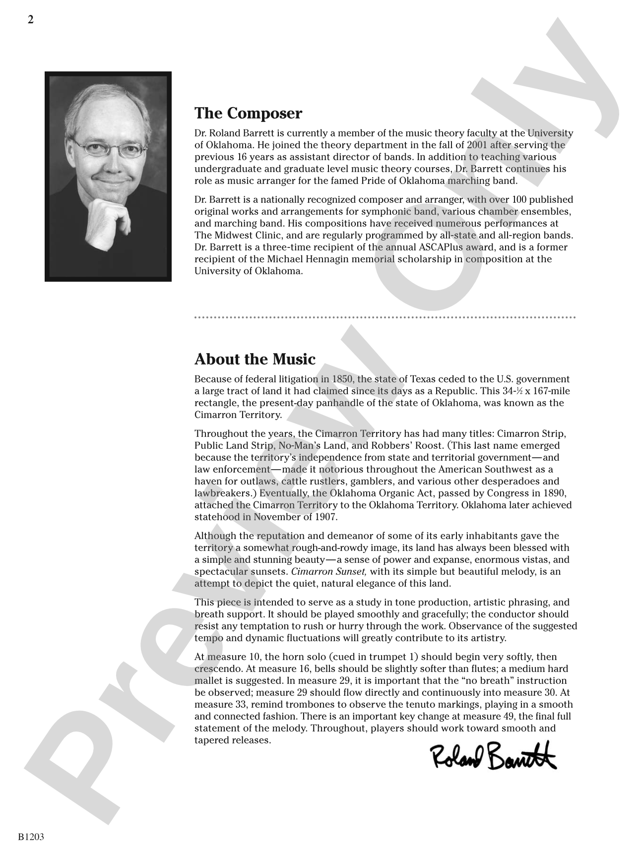 Cimarron Sunset: Concert Band Conductor Score & Parts
