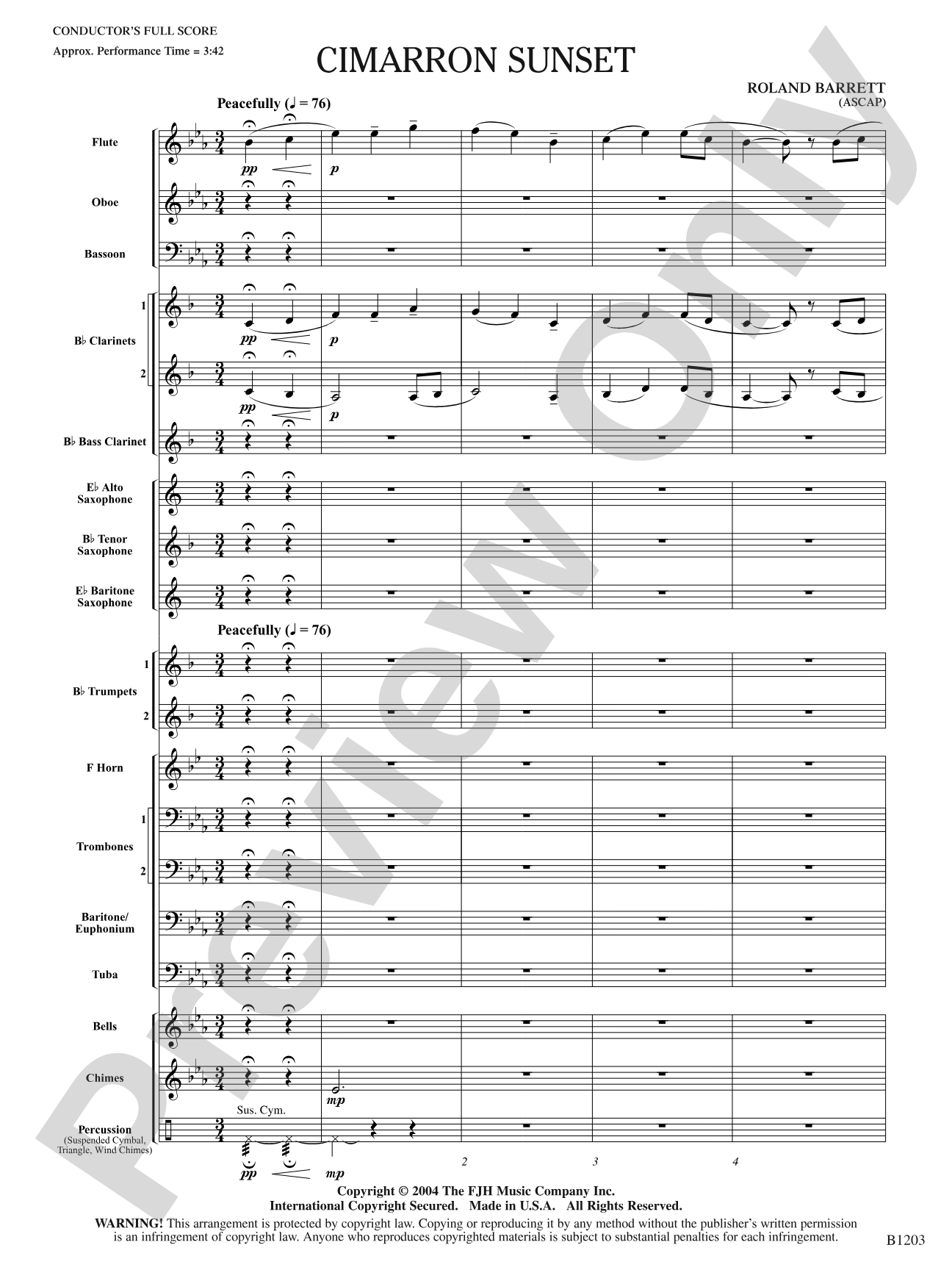Cimarron Sunset: Concert Band Conductor Score & Parts