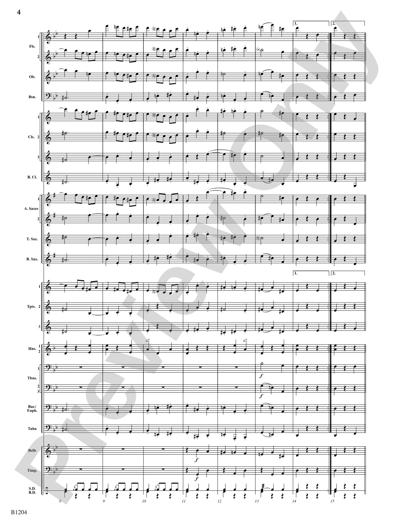 Menuetto (from Symphony No. 40 in G Minor, K 500): Concert Band Conductor Score & Parts