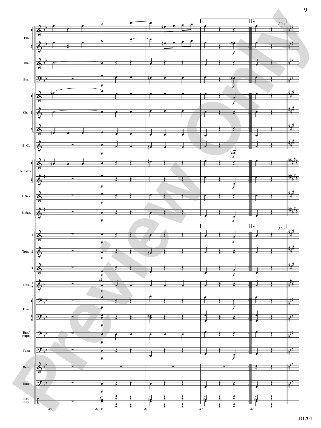 Menuetto (from Symphony No. 40 in G Minor, K 500): Concert Band Conductor Score & Parts