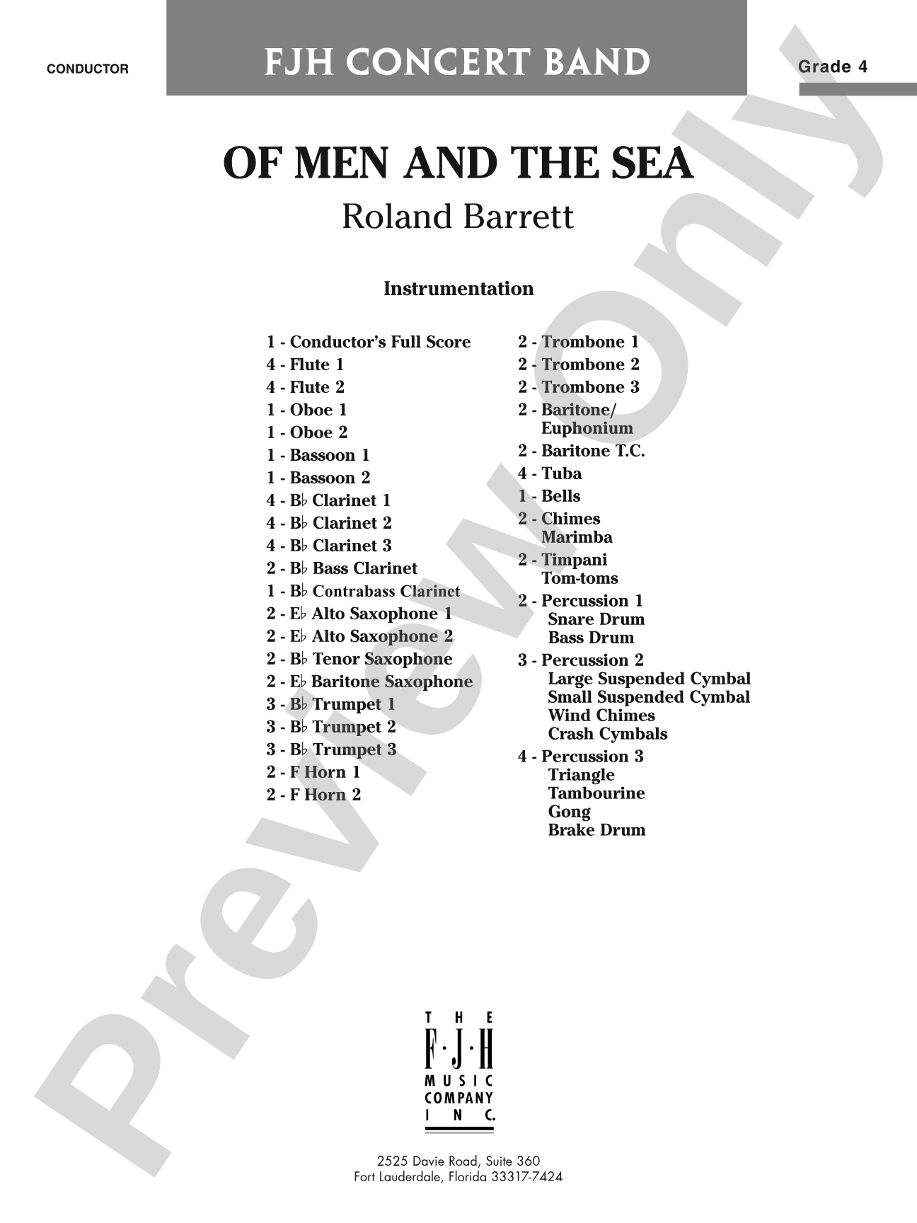 Of Men and the Sea: Concert Band Conductor Score & Parts