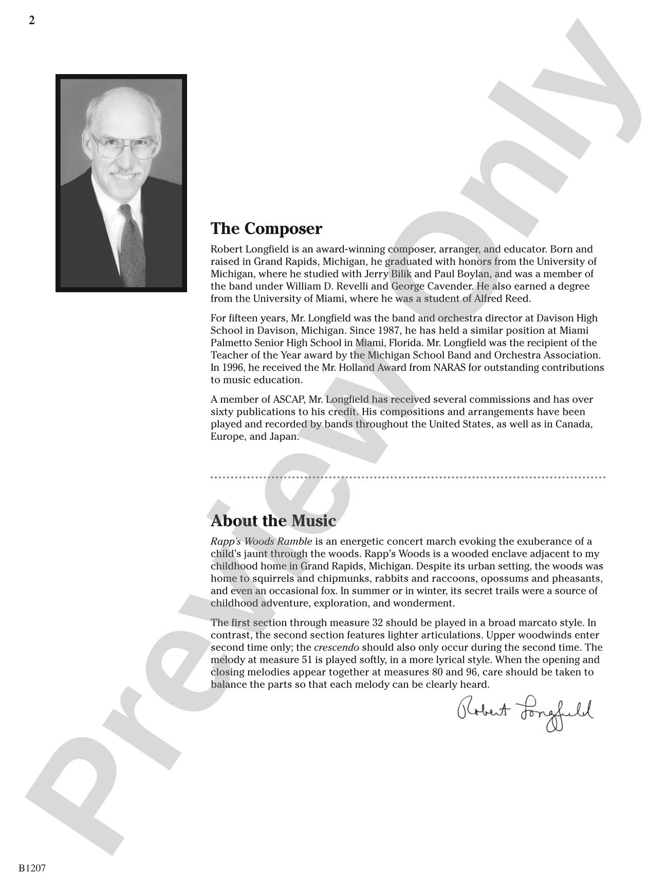 Rapp's Woods Ramble: Concert Band Conductor Score & Parts