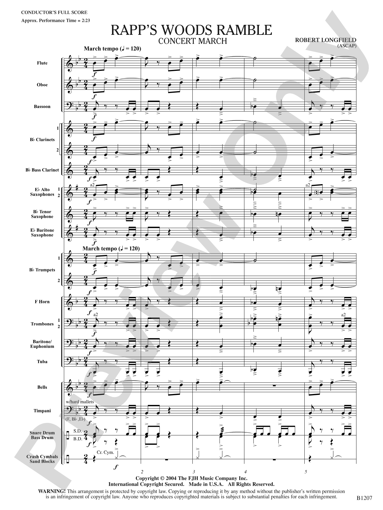 Rapp's Woods Ramble: Concert Band Conductor Score & Parts