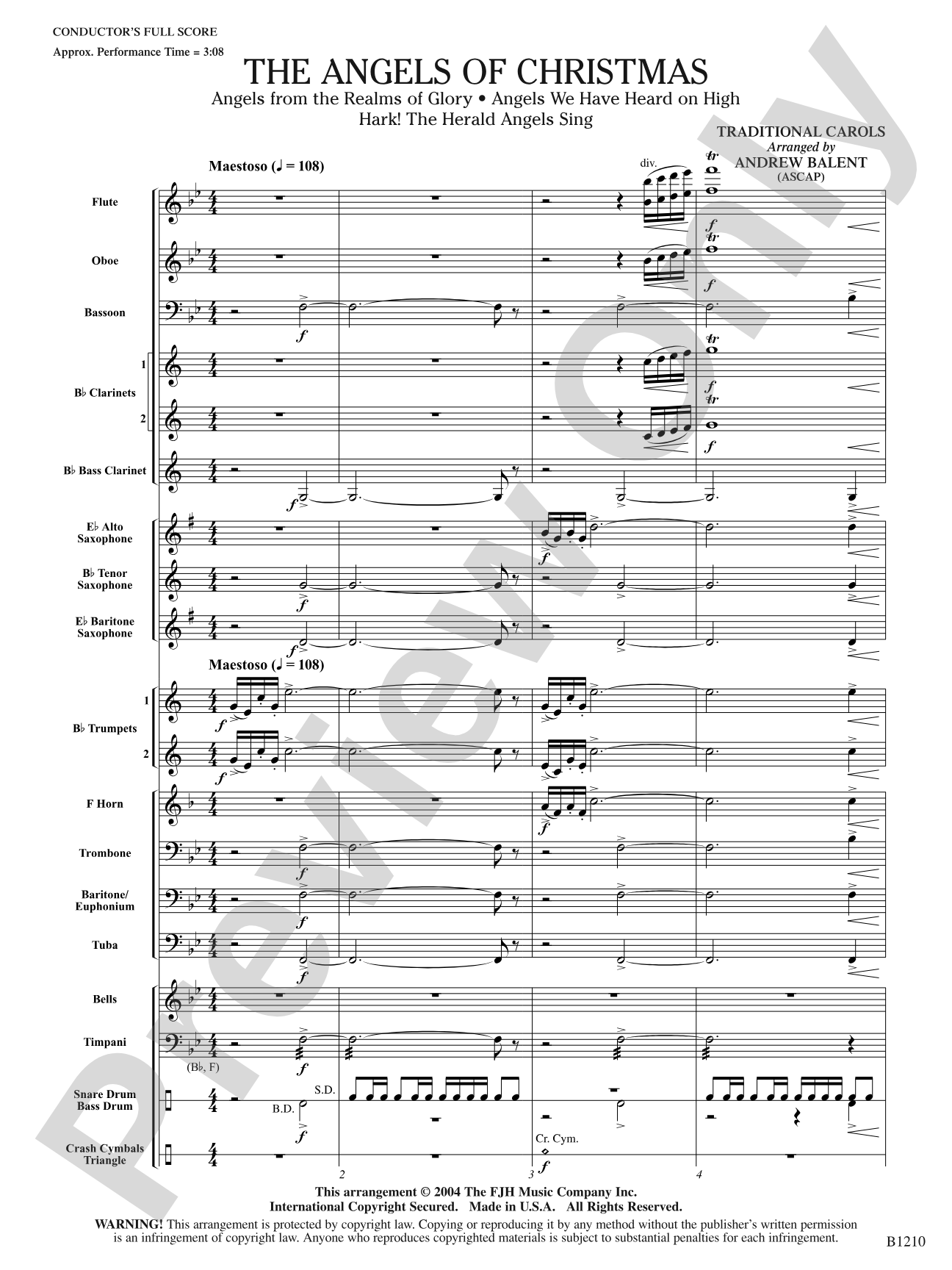 The Angels of Christmas: Concert Band Conductor Score & Parts