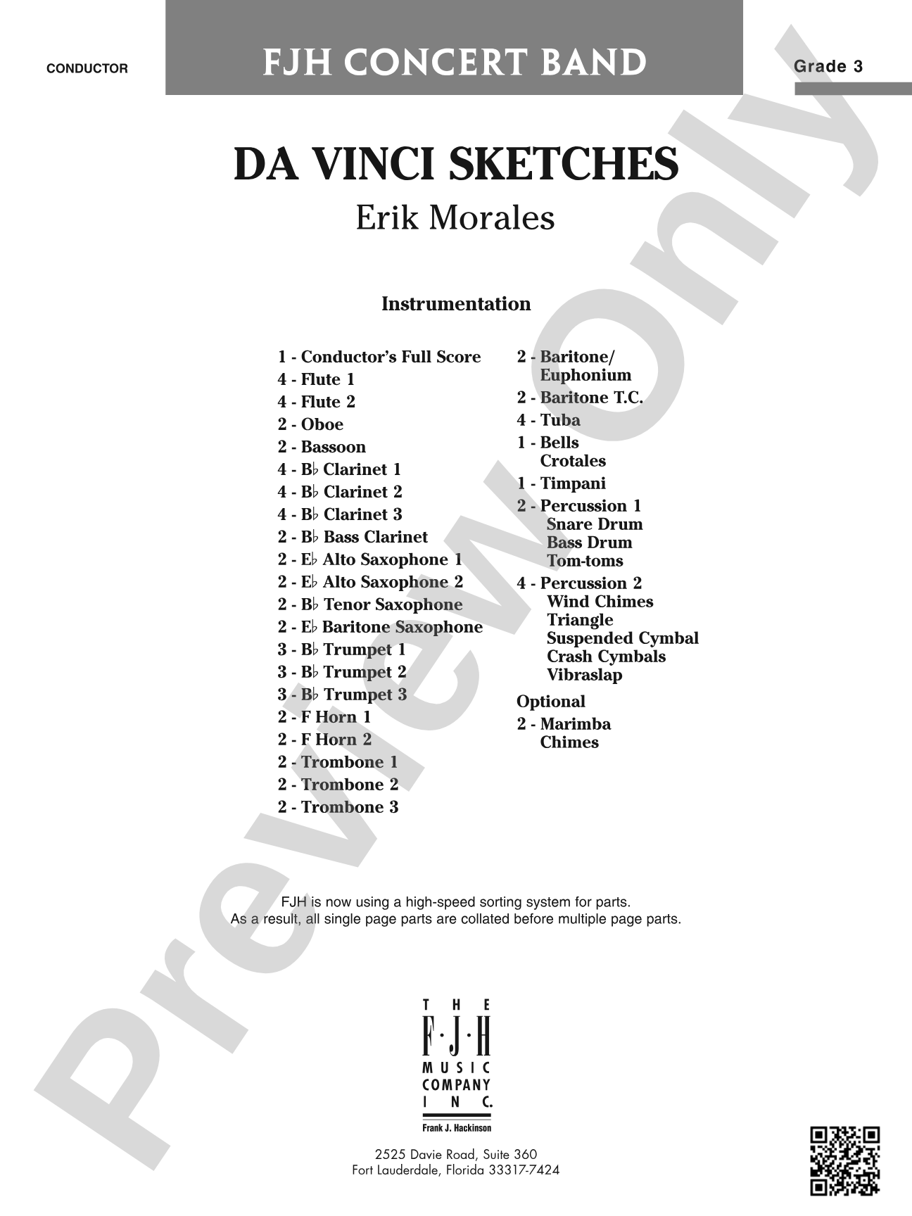 Da Vinci Sketches: Concert Band Conductor Score & Parts