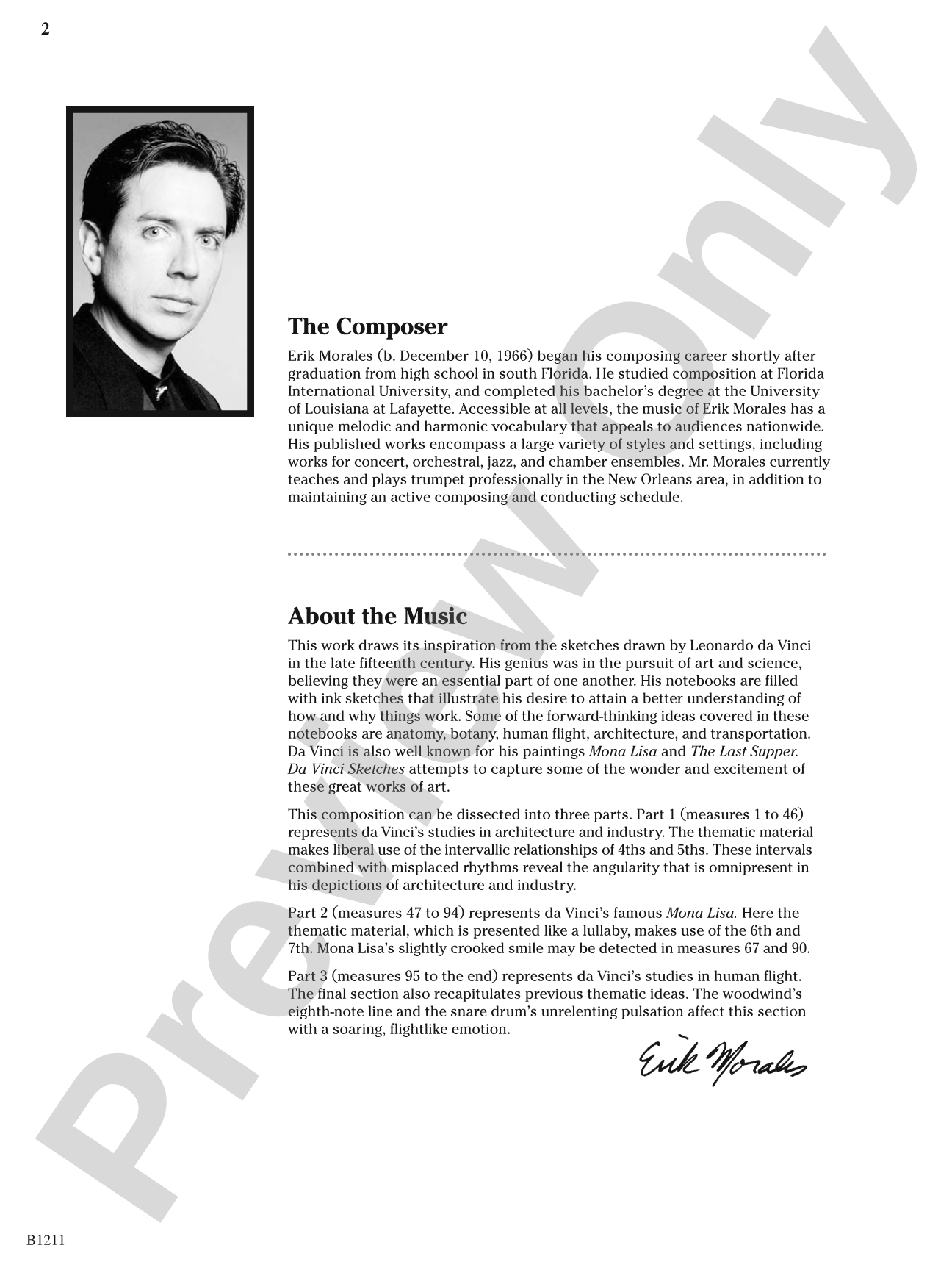 Da Vinci Sketches: Concert Band Conductor Score & Parts