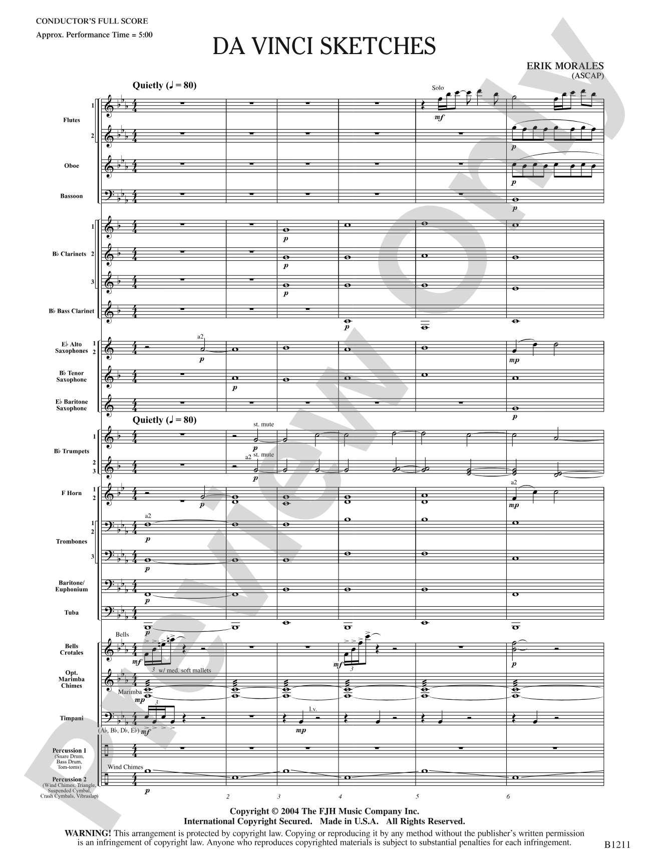 Da Vinci Sketches: Concert Band Conductor Score & Parts