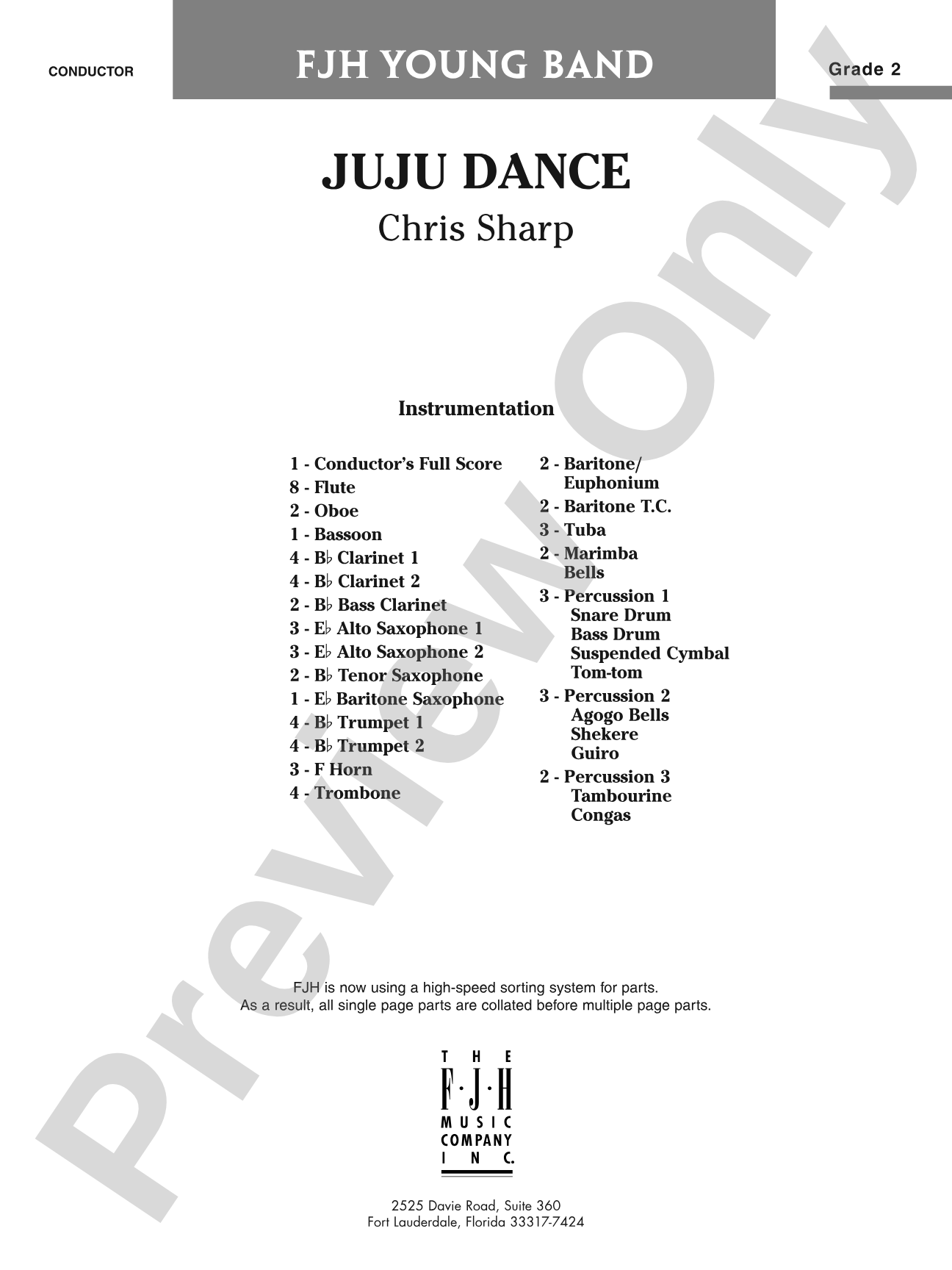 Juju Dance: Concert Band Conductor Score & Parts
