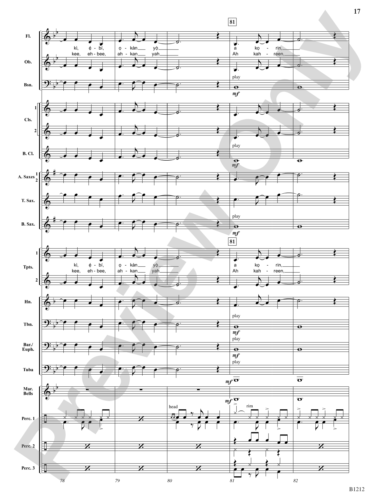 Juju Dance: Concert Band Conductor Score & Parts