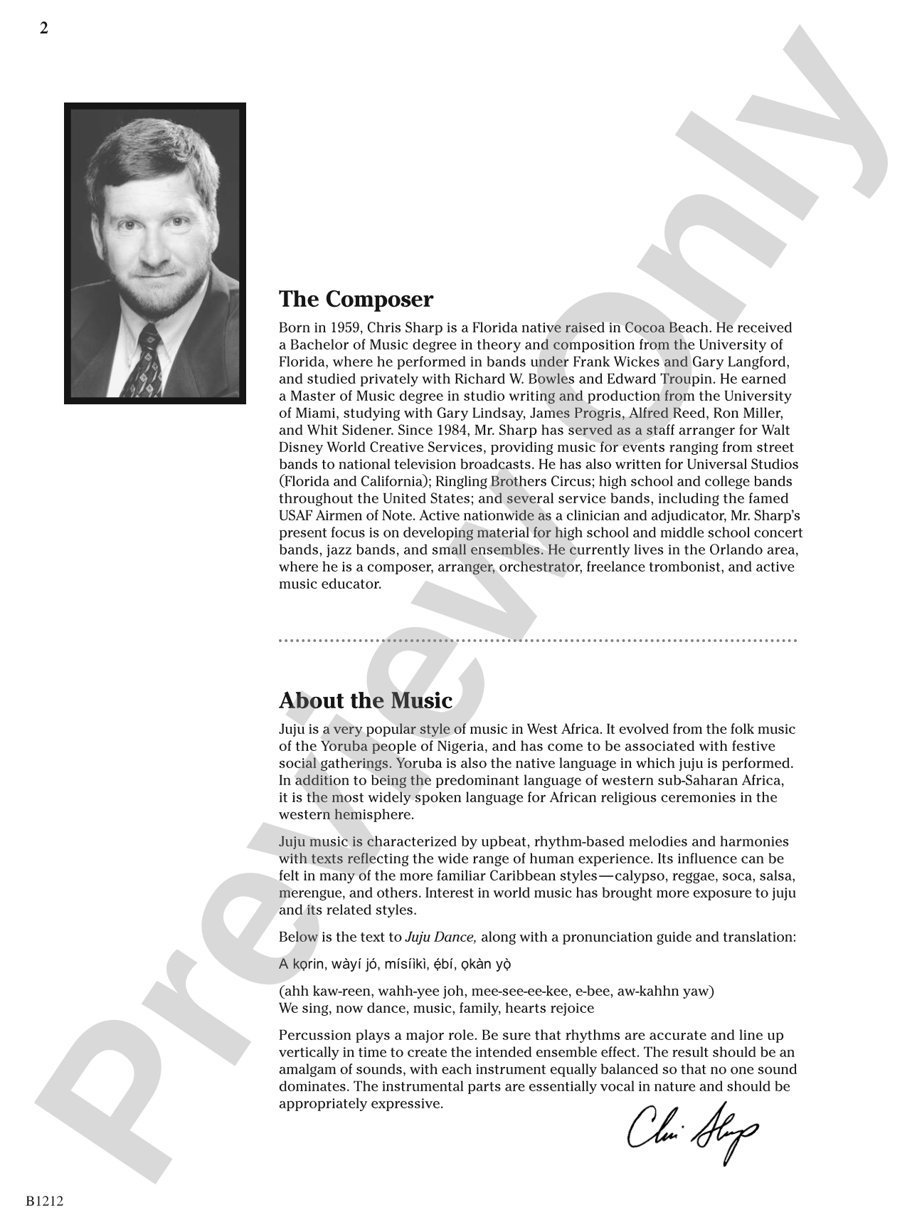 Juju Dance: Concert Band Conductor Score & Parts