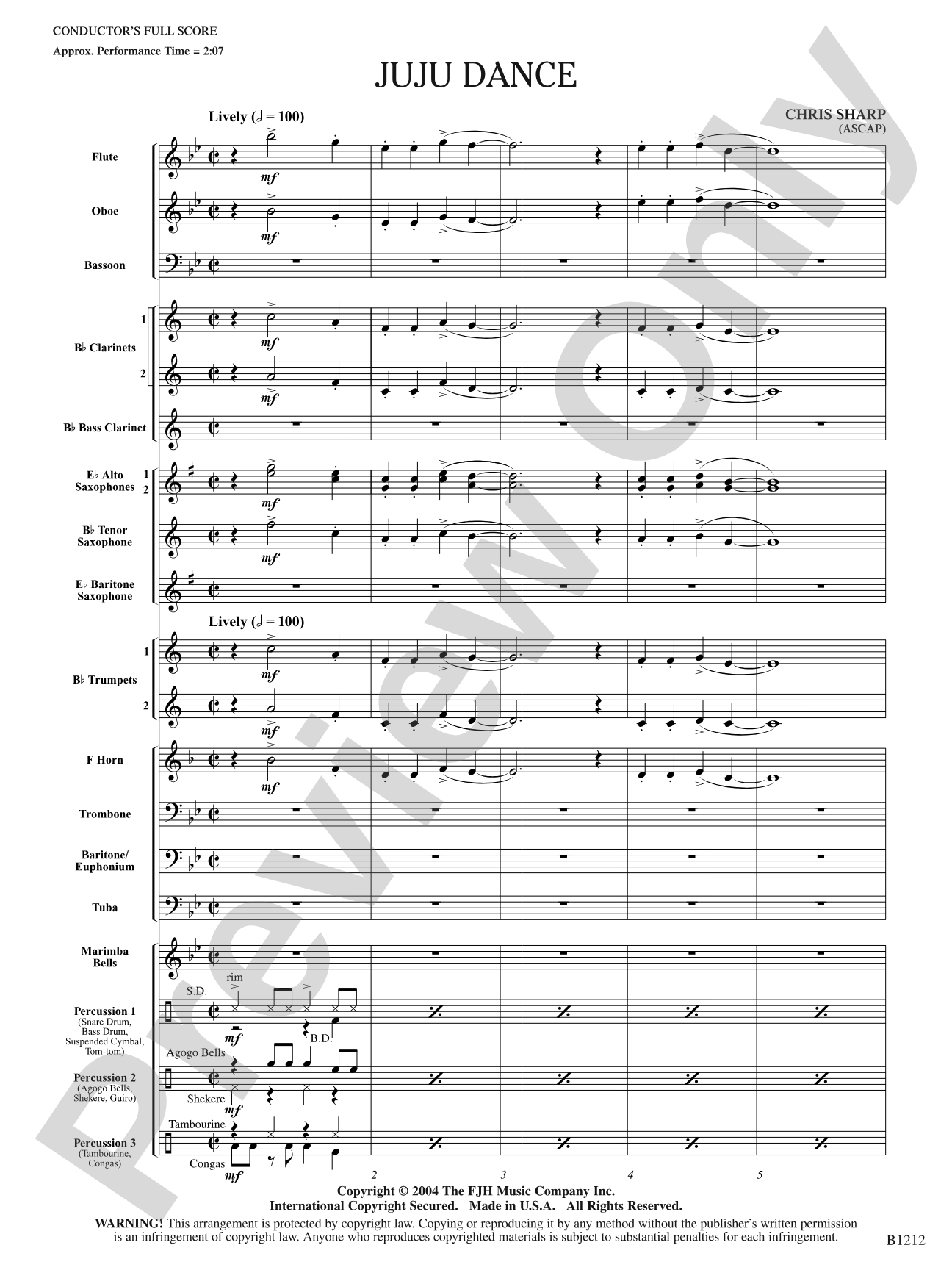 Juju Dance: Concert Band Conductor Score & Parts