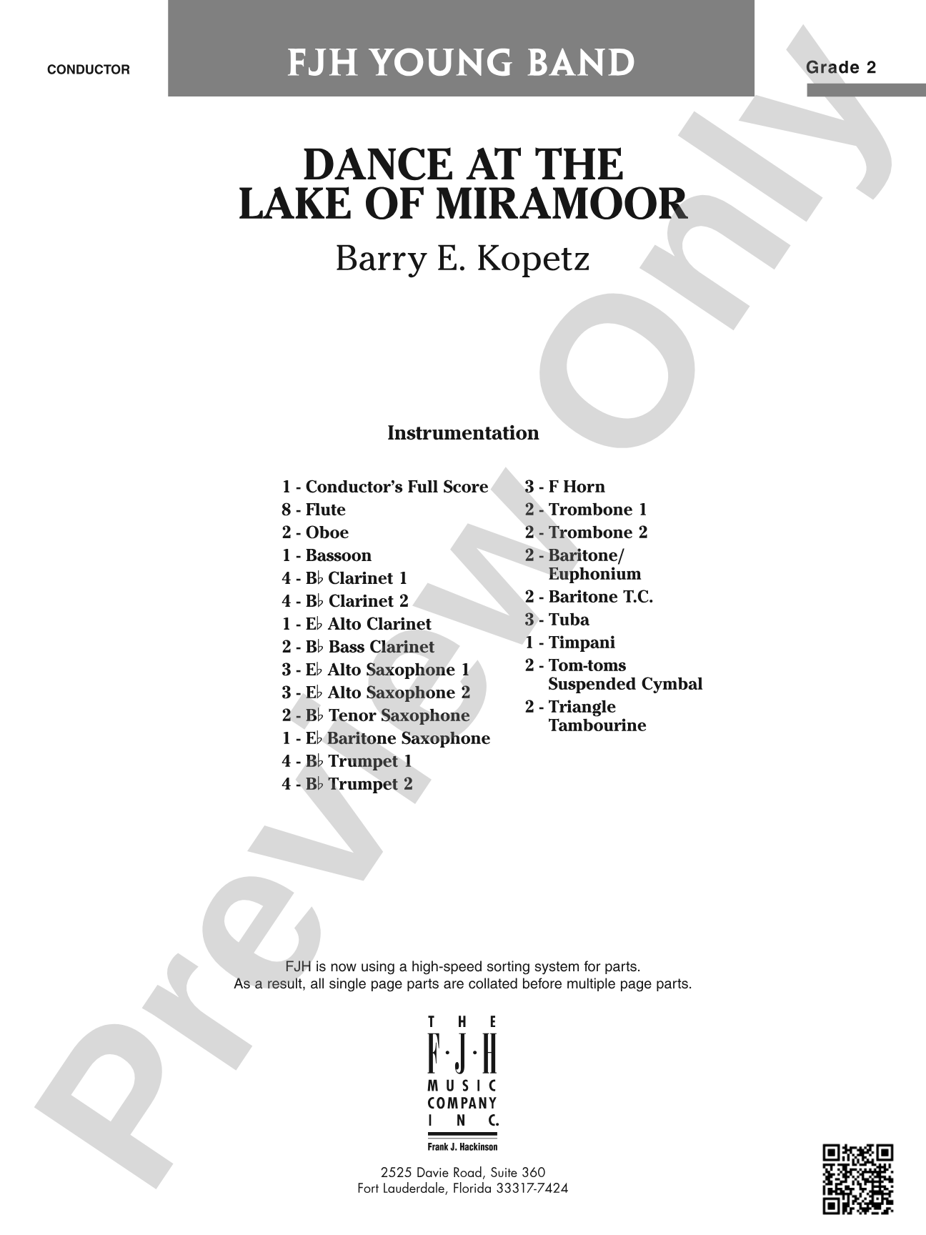 Dance at the Lake of Miramoor: Concert Band Conductor Score & Parts